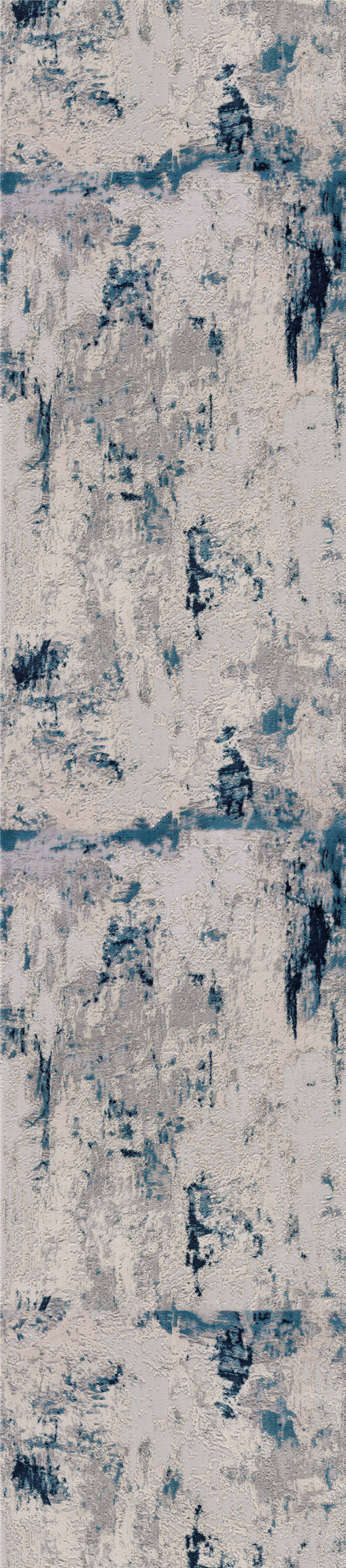 15" Blue Abstract Dhurrie Runner Rug