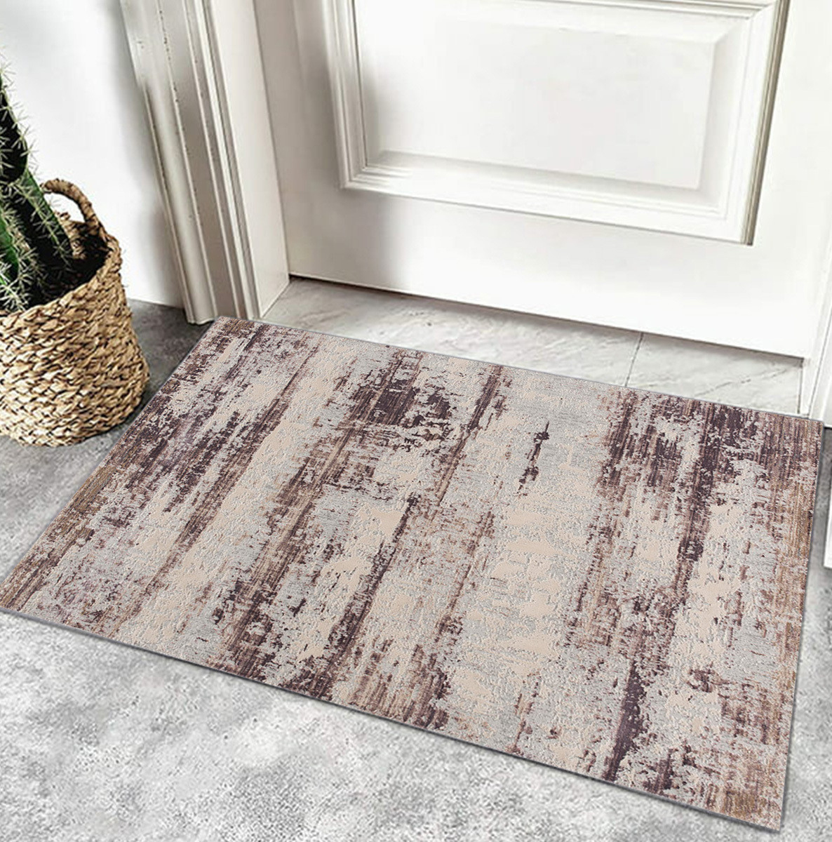 3" X 5" Violet Abstract Dhurrie Area Rug