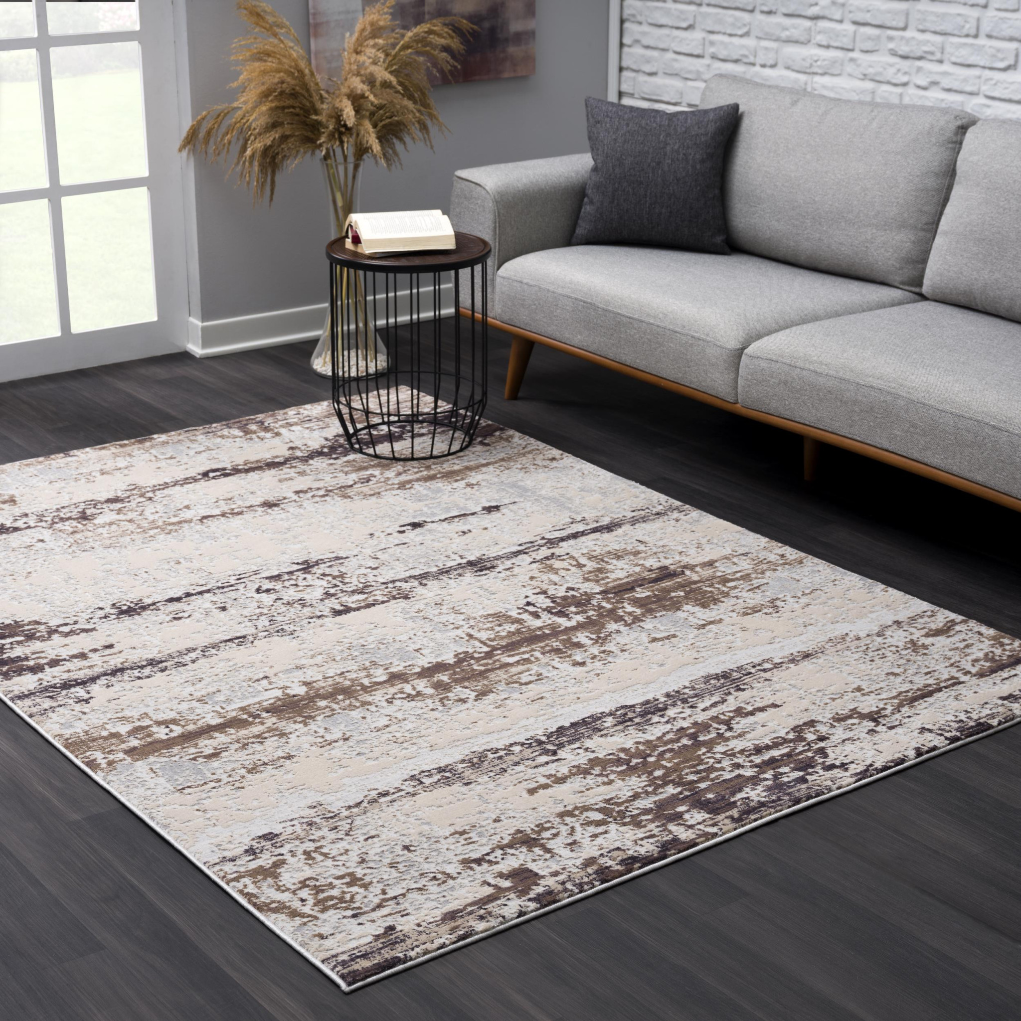 5" X 7" Violet Abstract Dhurrie Area Rug