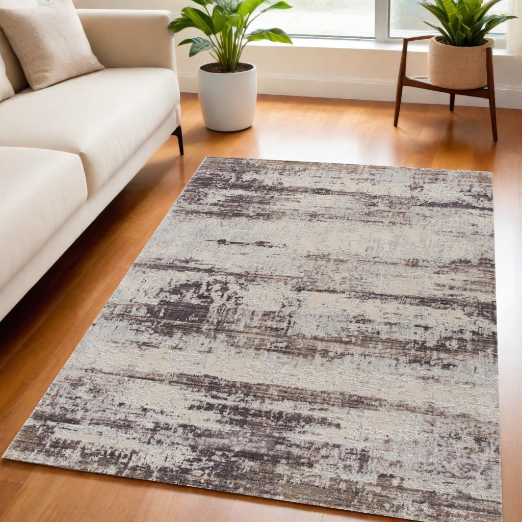 5' X 7' Violet Abstract Dhurrie Area Rug-390493-1