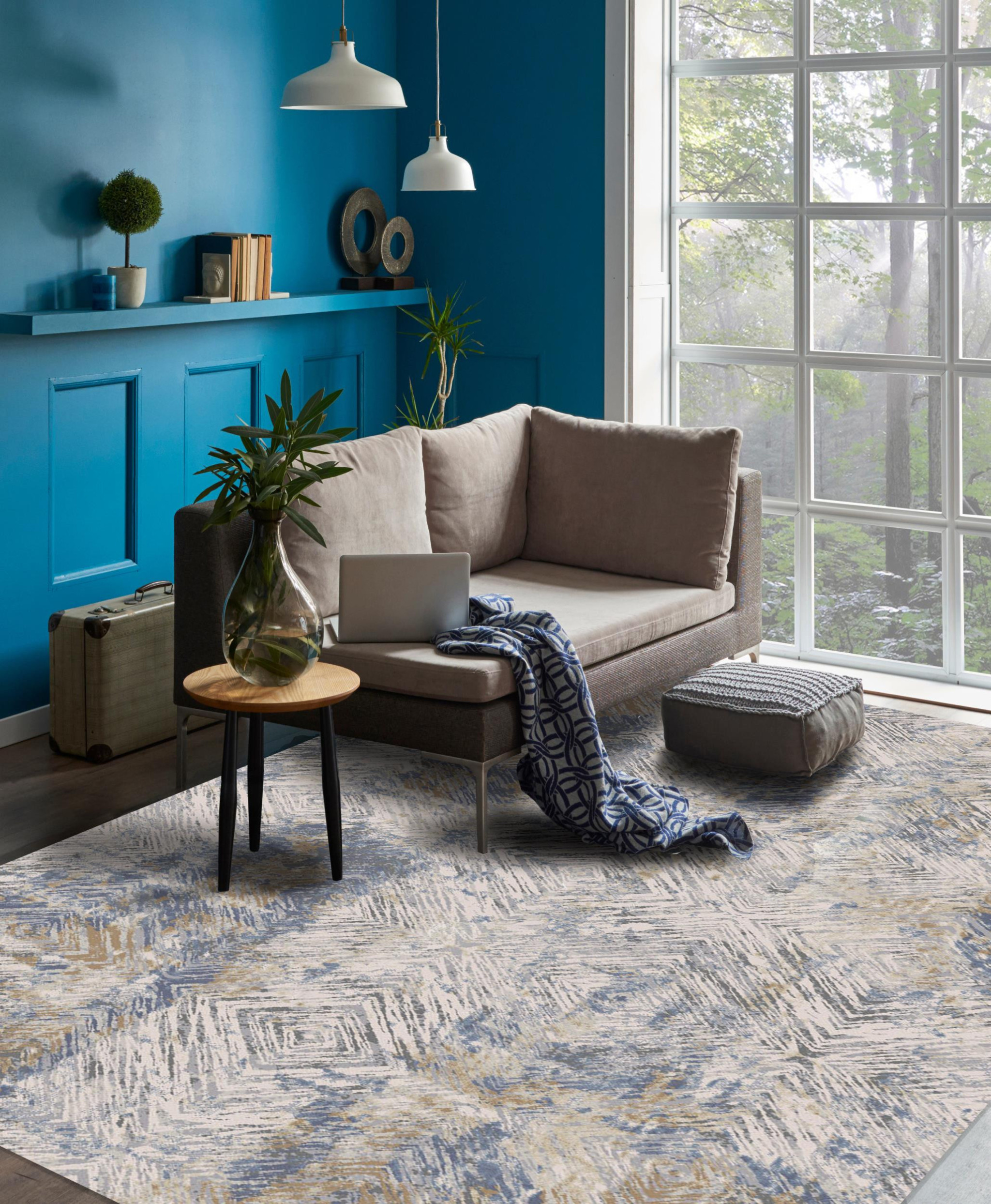 8" X 10" Beige Abstract Printed Area Rug