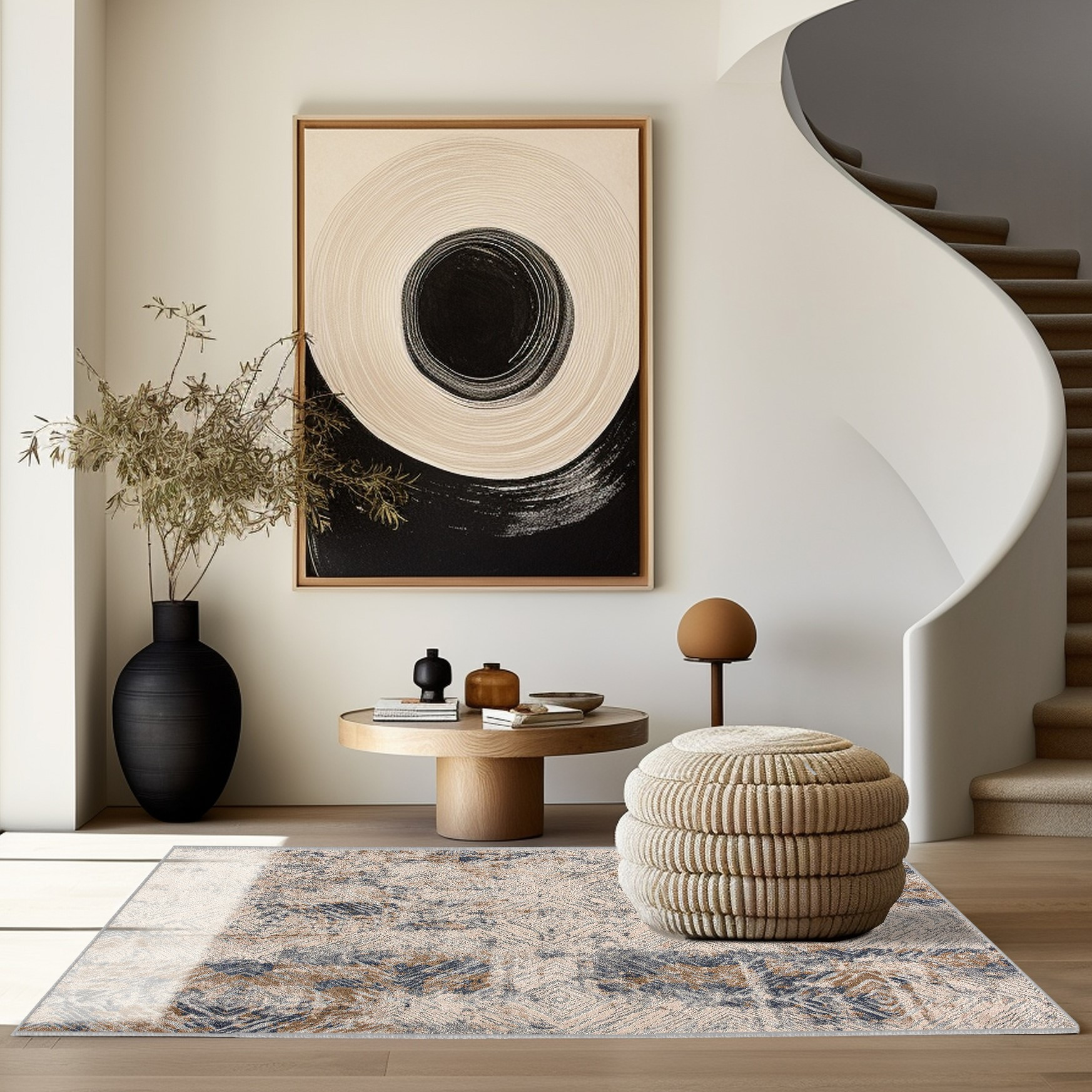 8" X 10" Beige Abstract Printed Area Rug