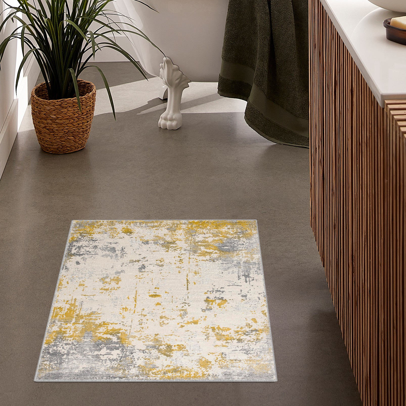 3" X 5" Gold Abstract Dhurrie Area Rug