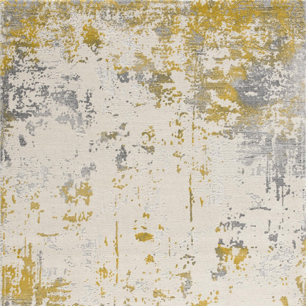 8 X 11 Gold And Gray Abstract Area Rug