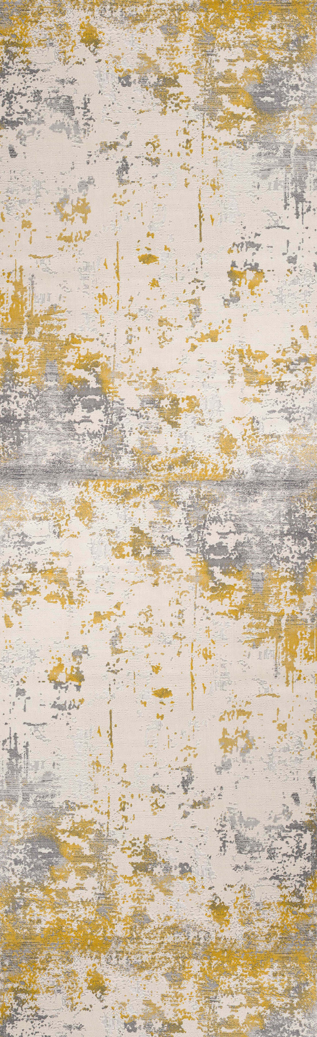 8" Gold Abstract Dhurrie Runner Rug