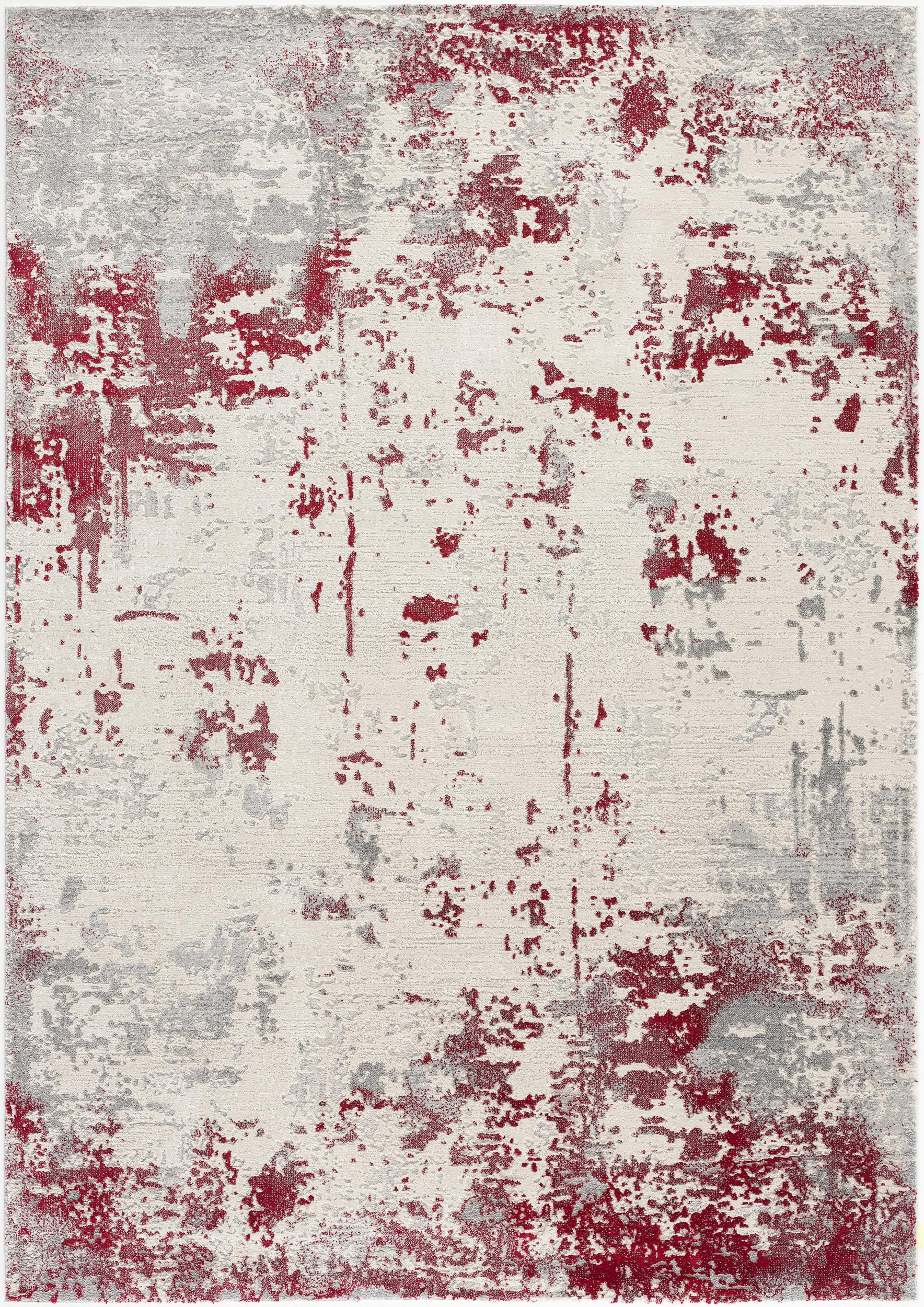 6' X 9' Ivory Red and Gray Abstract Area Rug-390525-1