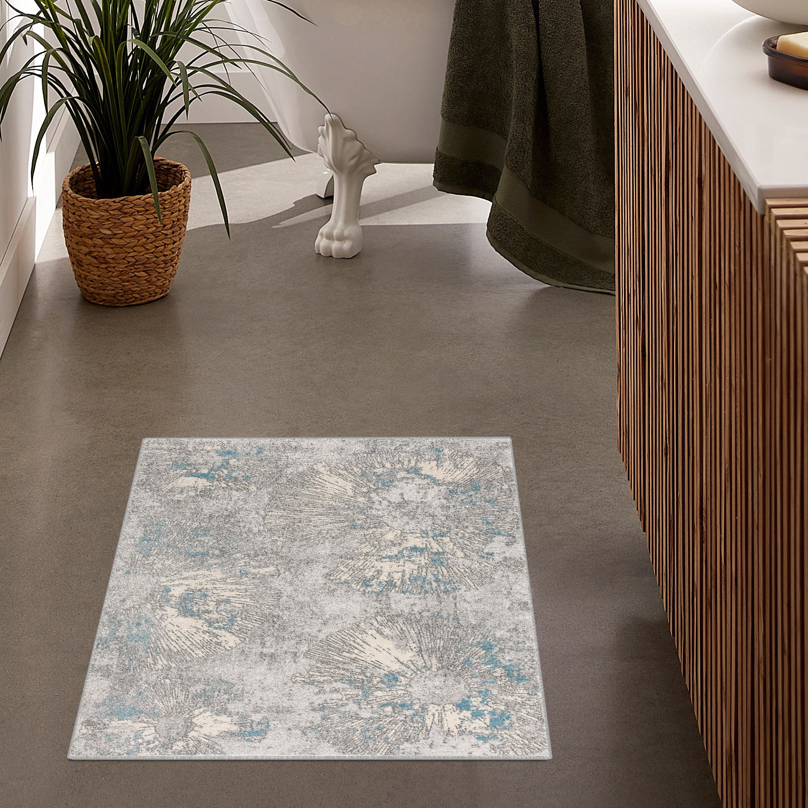 3" X 5" Blue Abstract Dhurrie Area Rug