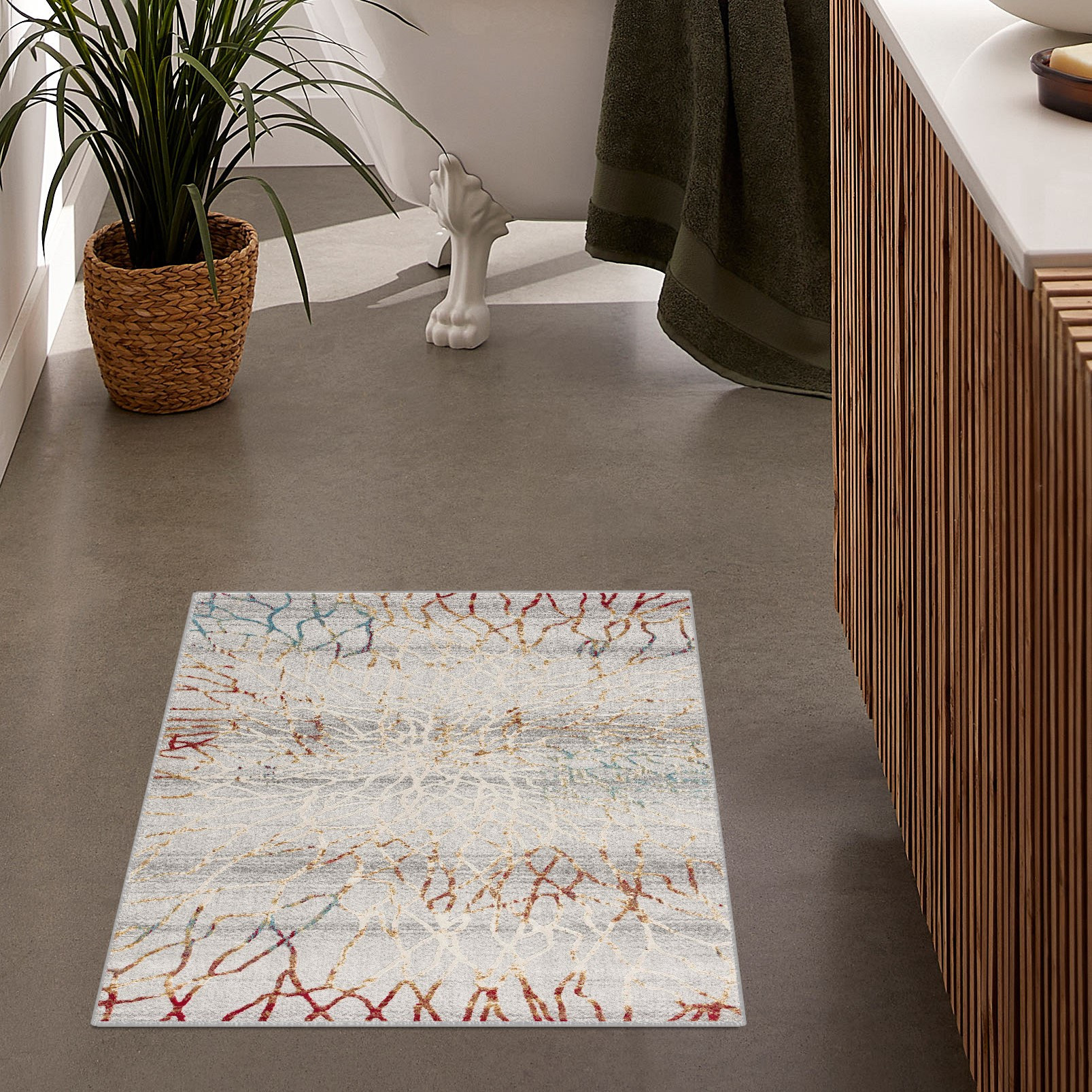 3 X 5 Gold And Ivory Abstract Branches Area Rug