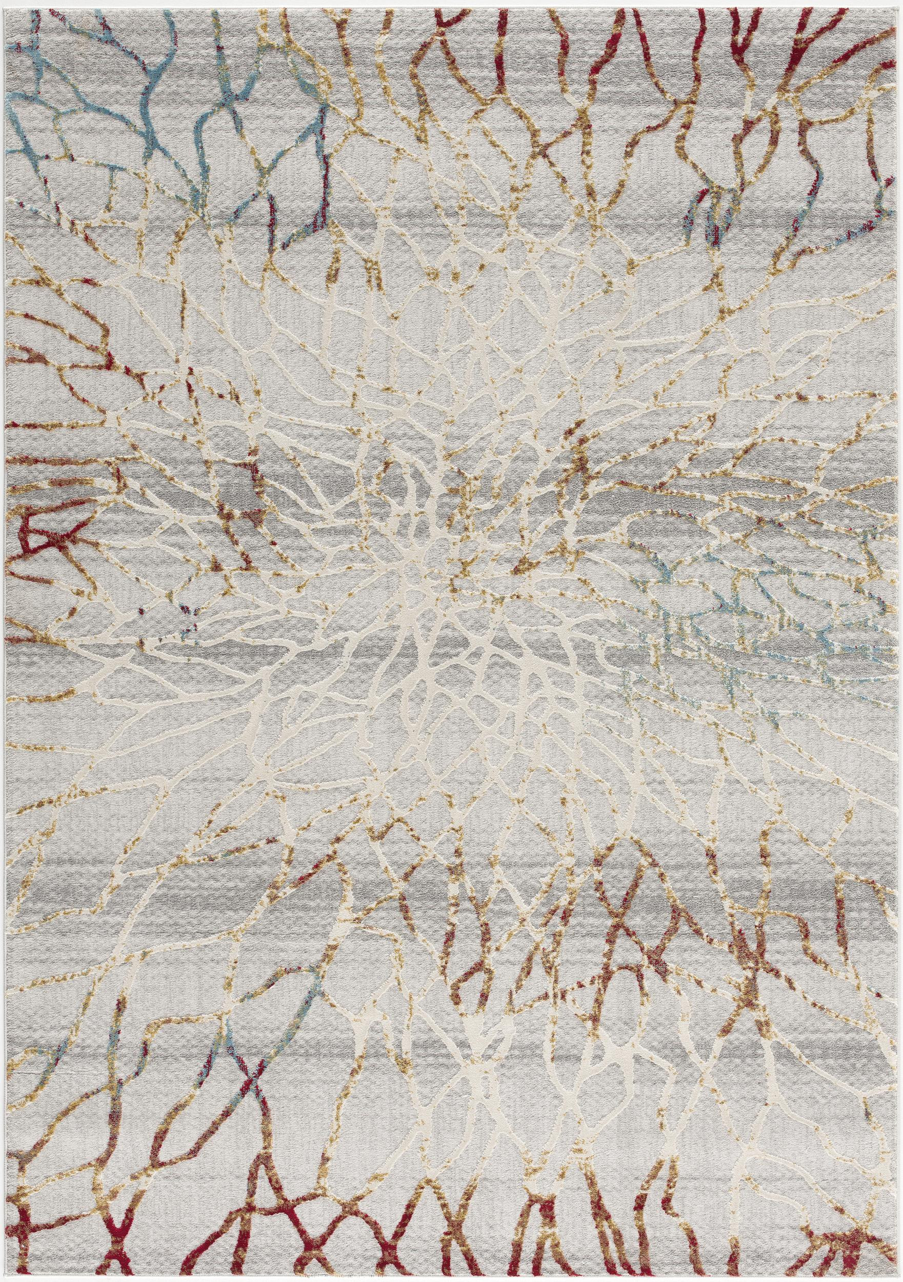 5’ X 8’ Gold And Ivory Abstract Branches Area Rug-390536-1