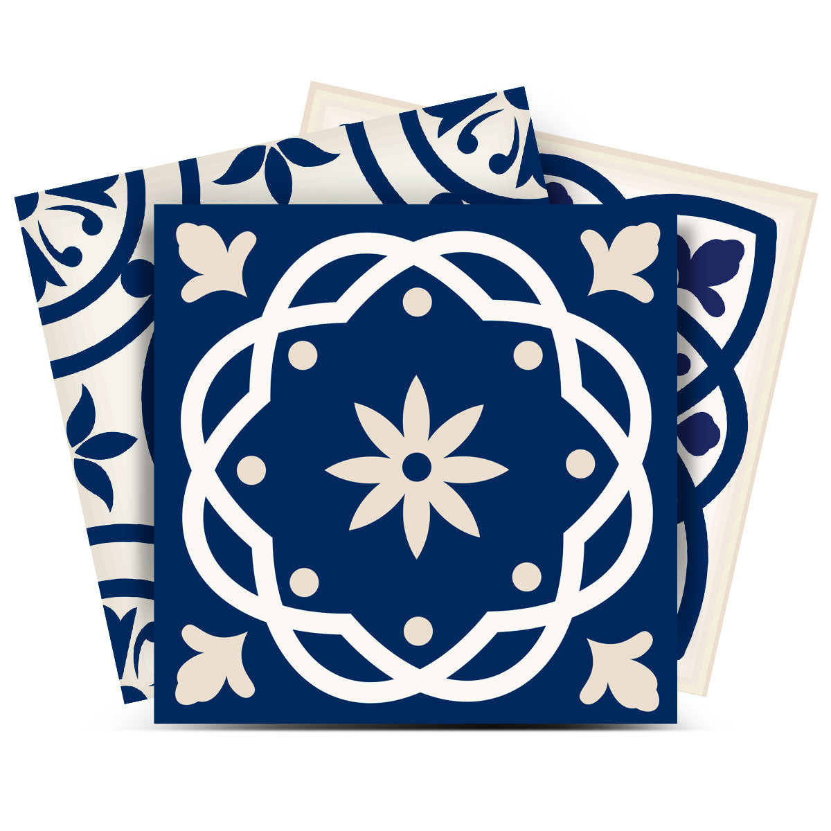 7" X 7" Midnight Blue And White Peel And Stick Removable Tiles-390656-1