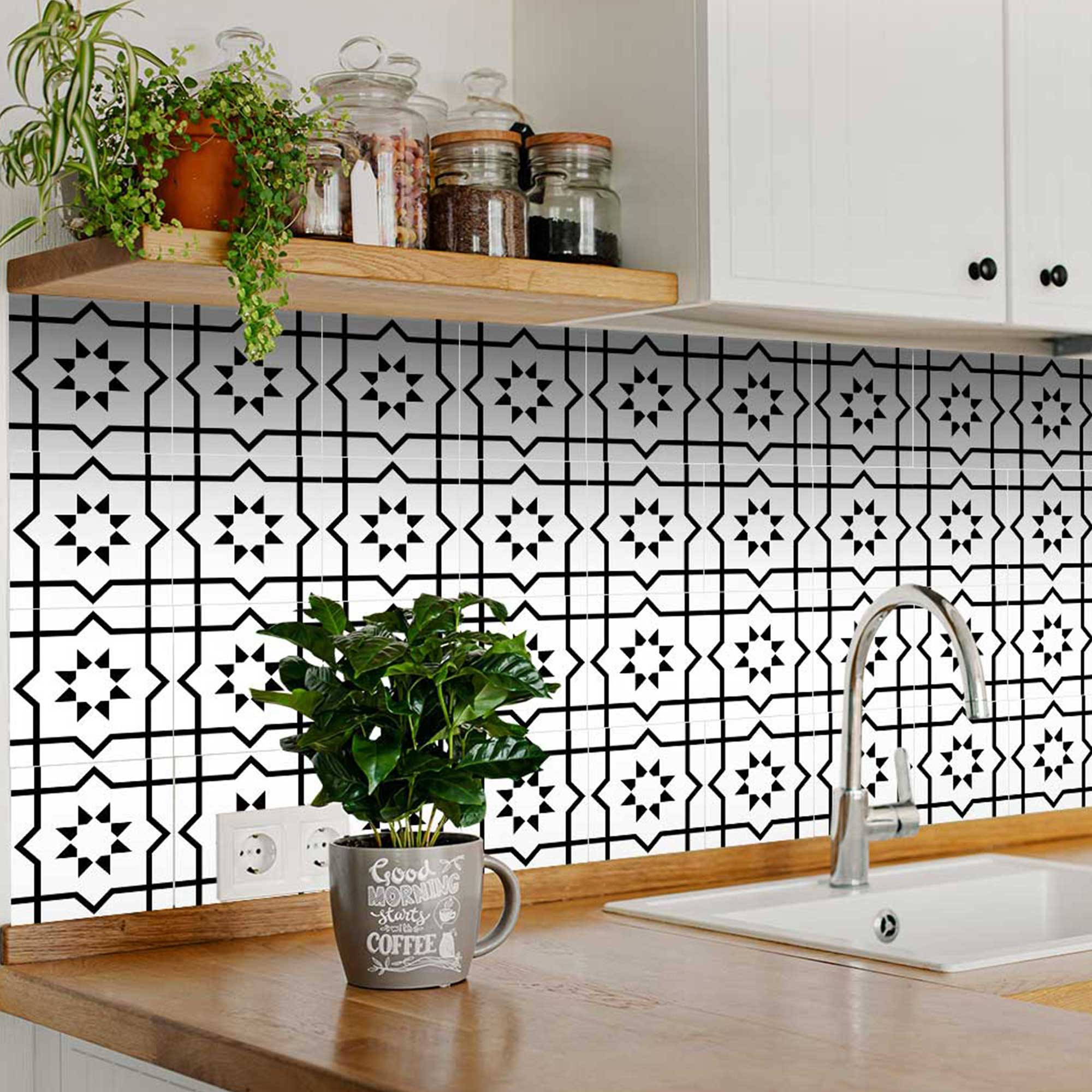 5" X 5" White And Black Sun Peel And Stick Removable Tiles-390674-2
