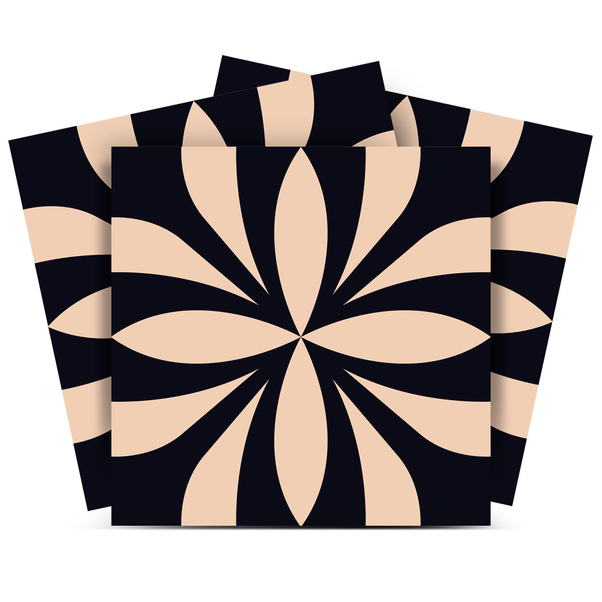 4" X 4" Intertwined Black And Cream Peel And Stick Removable Tiles-390768-1