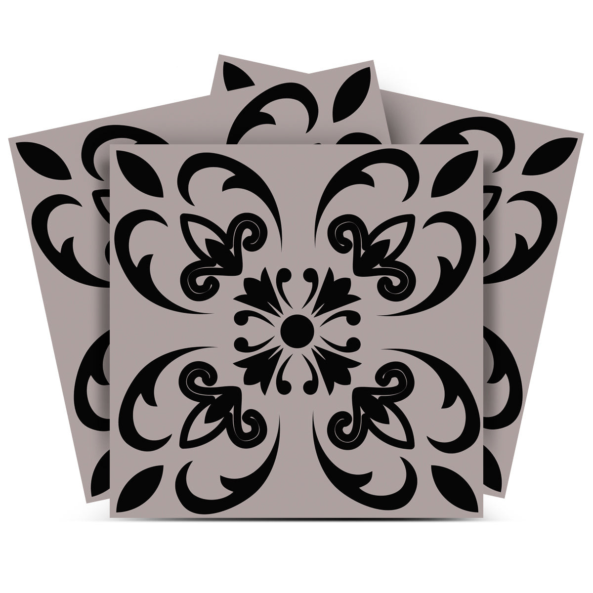 4" X 4" Black And White Orchid Peel And Stick Removable Tiles-390778-1
