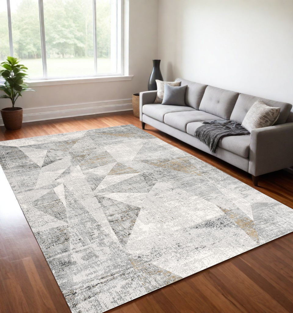 5’ X 8’ Gray Distressed Prism Modern Area Rug-391732-1