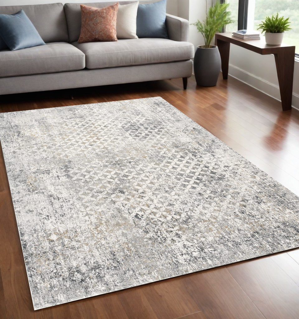 5' X 7' Gray Abstract Dhurrie Area Rug-391775-1
