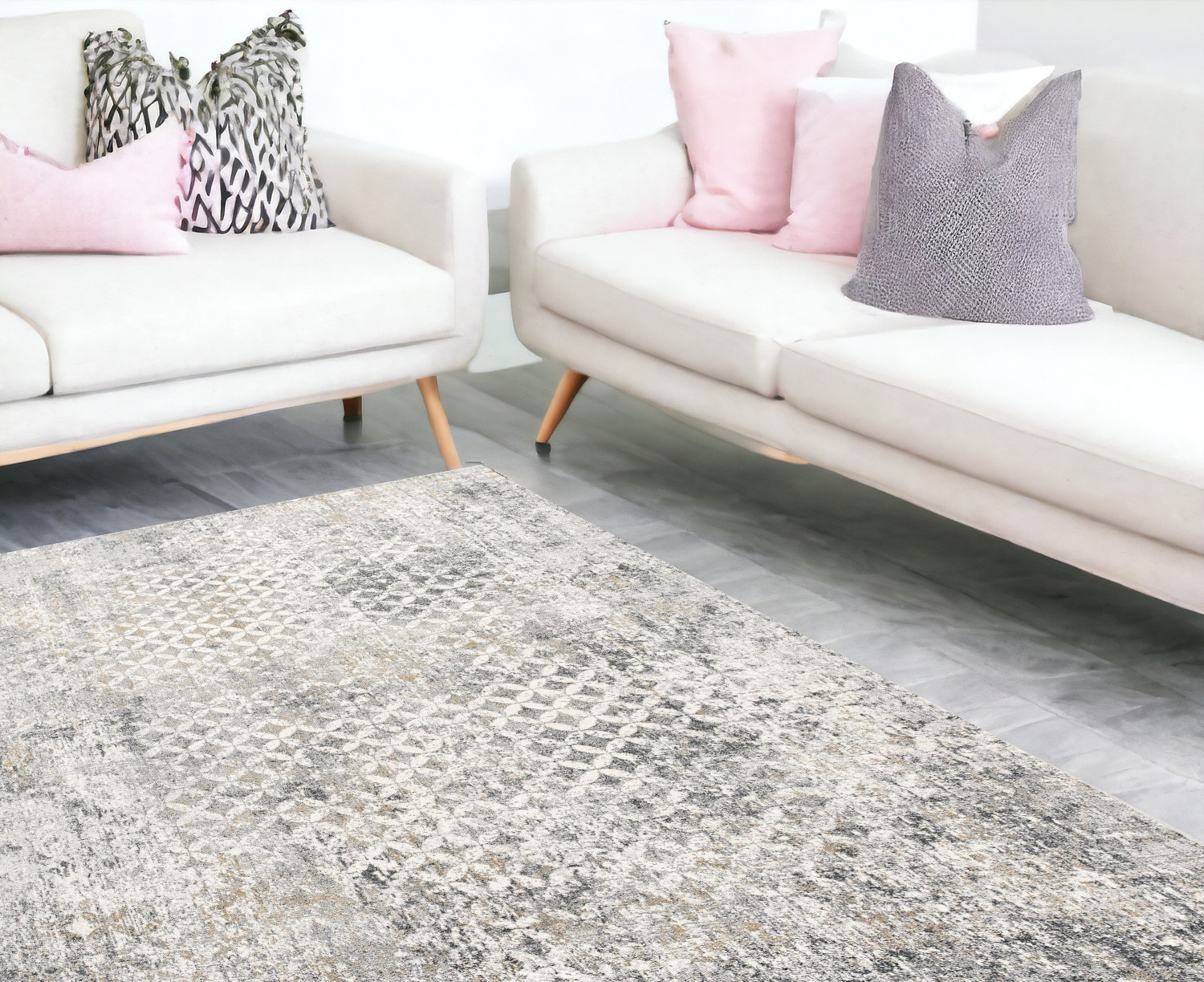 8' X 10' Gray Abstract Dhurrie Area Rug-391777-1