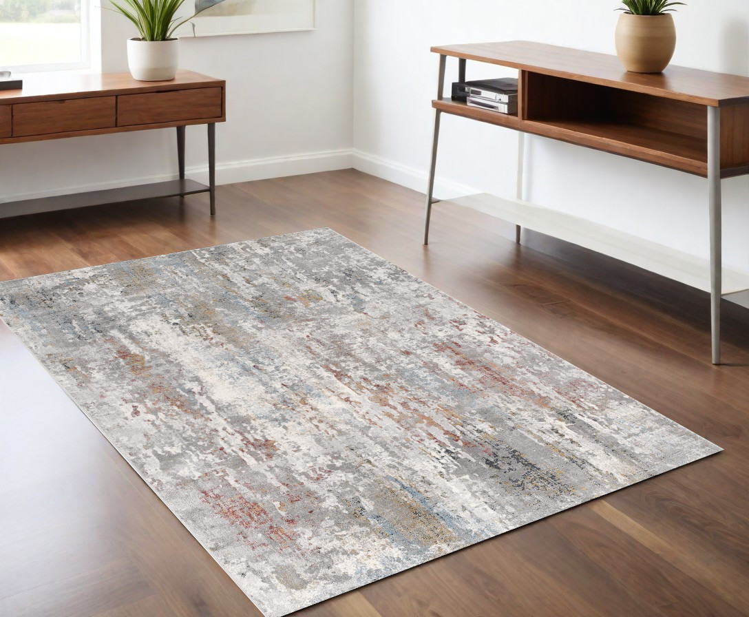 4’ X 6’ Gray Abstract Pattern Area Rug-391787-1