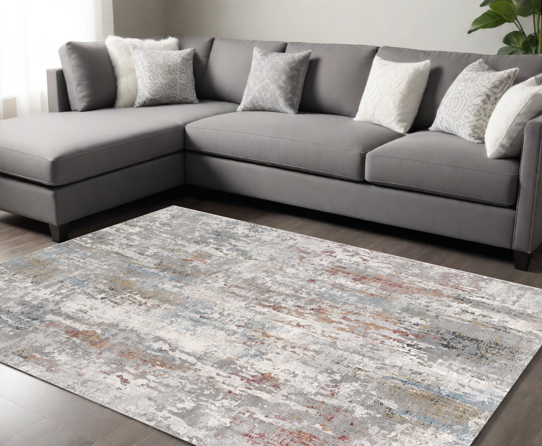 7’ X 10’ Gray Abstract Pattern Area Rug-391789-1