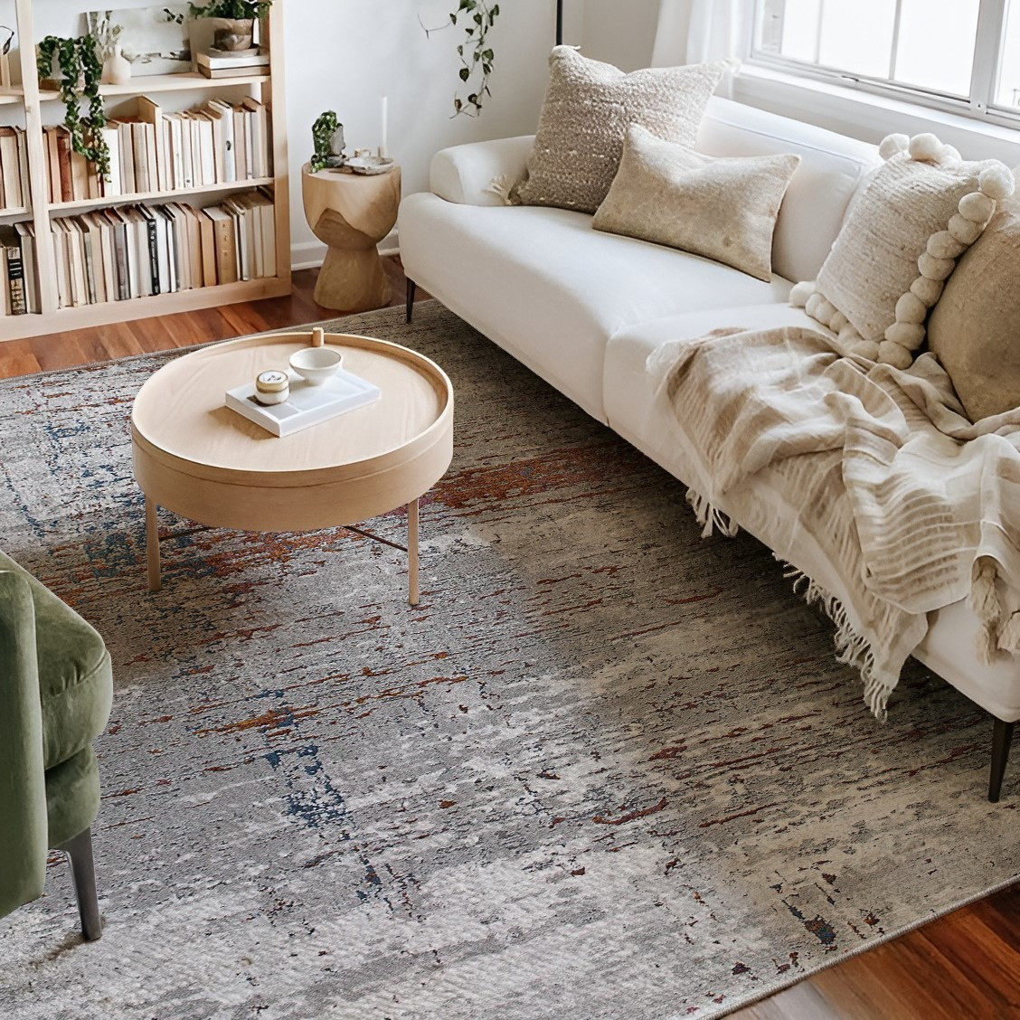 4" X 6" Gray And Brown Abstract Scraped Area Rug