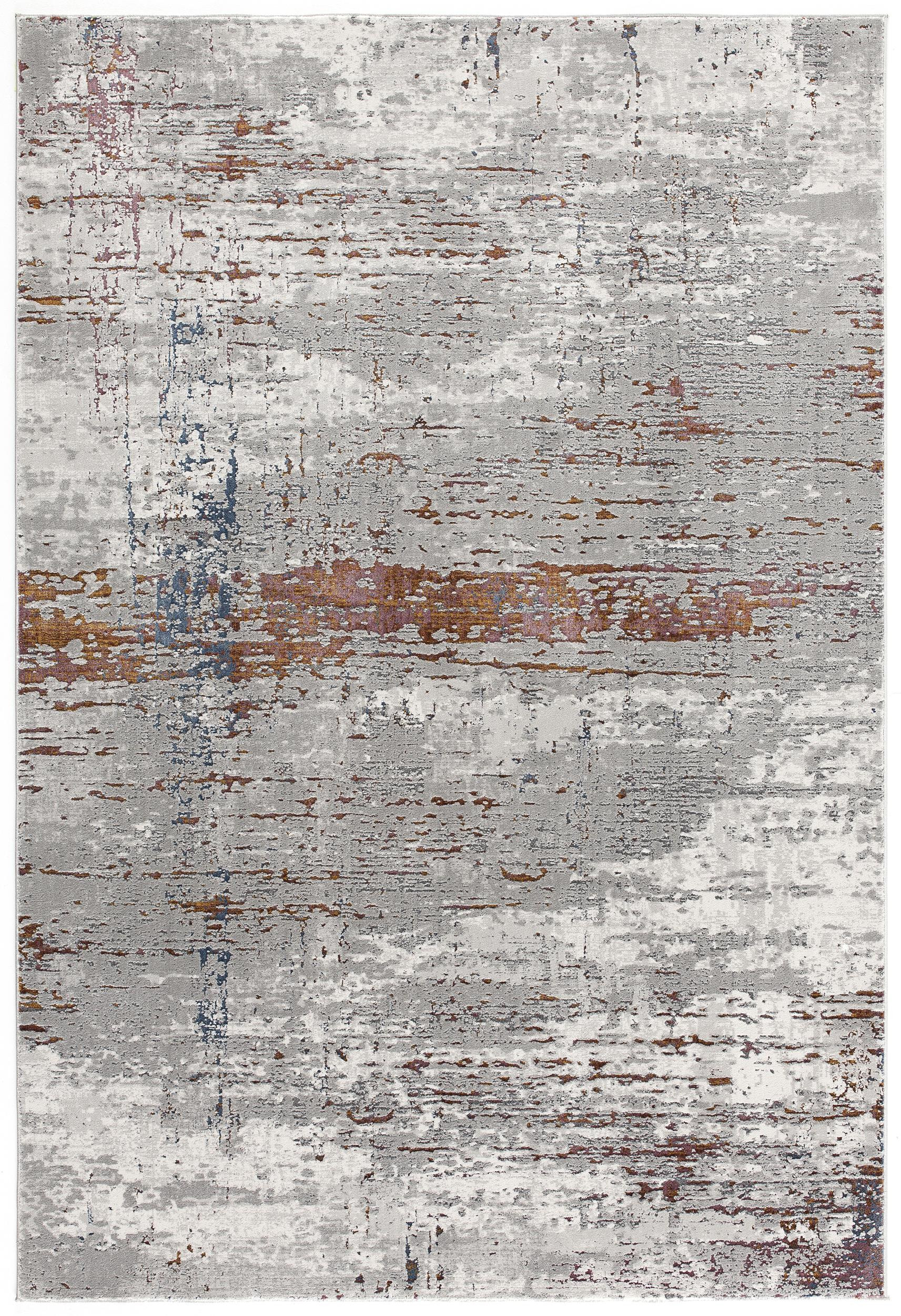 5" X 8" Gray And Brown Abstract Scraped Area Rug