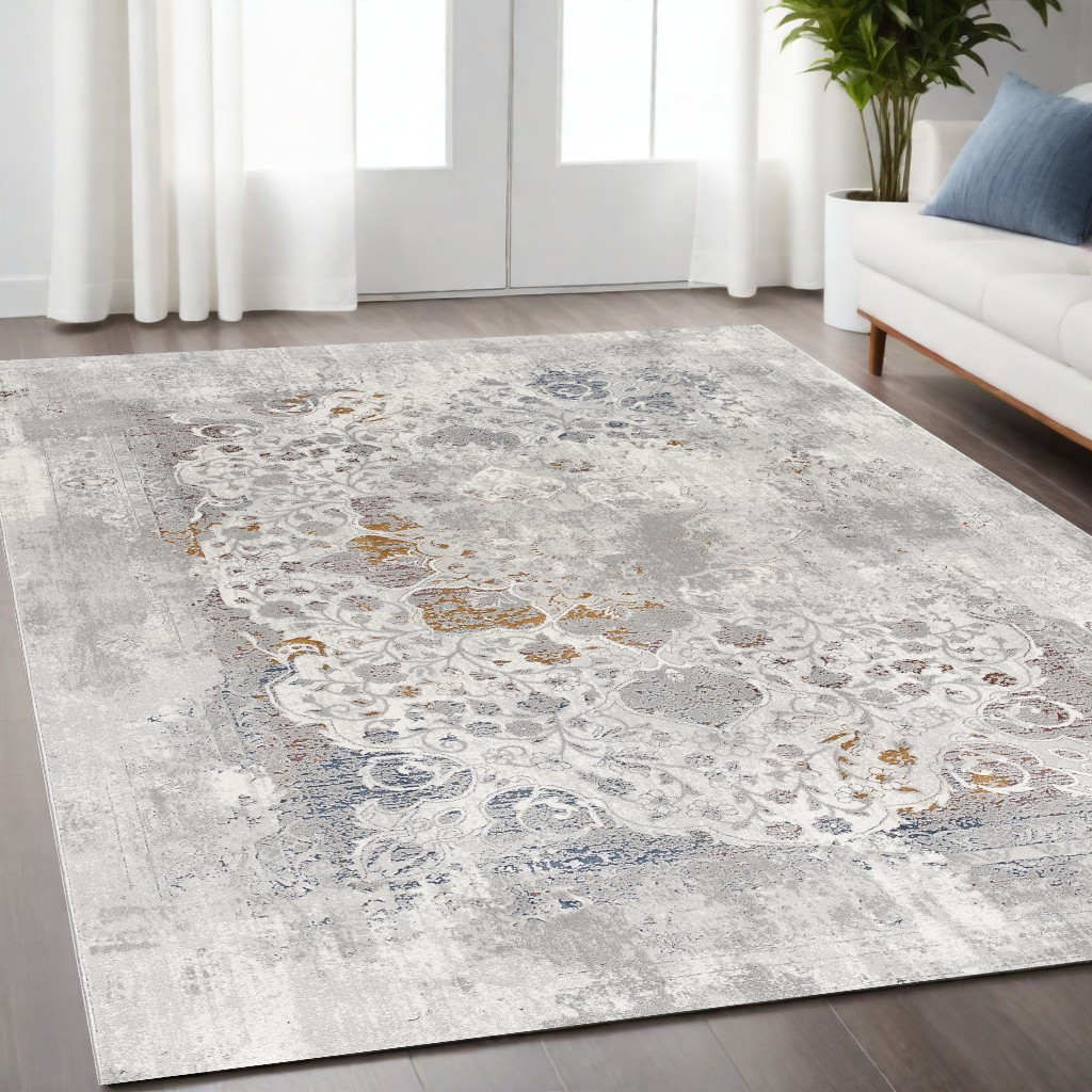 5” X 8” Gray Abstract Patterns Area Rug-391810-1