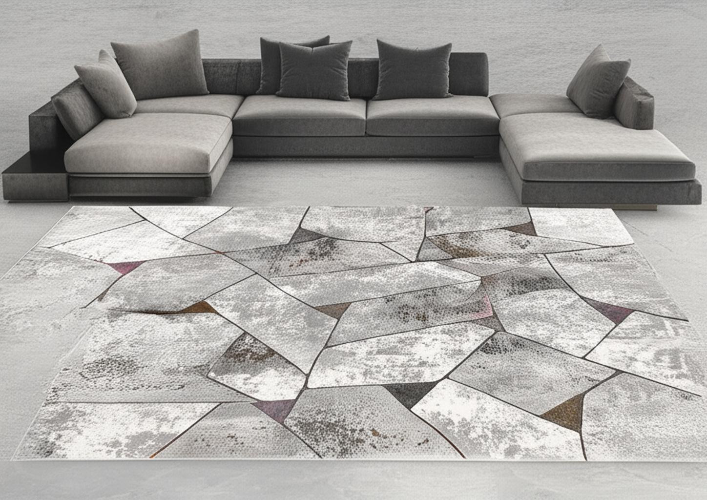 7' X 10' Grey Geometric Area Rug-391820-1