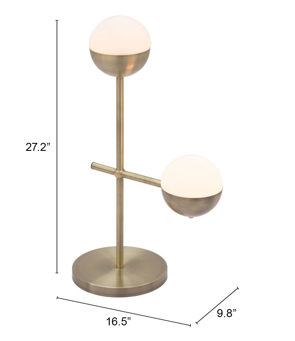 White and Brushed Bronze Crossed Table Lamp