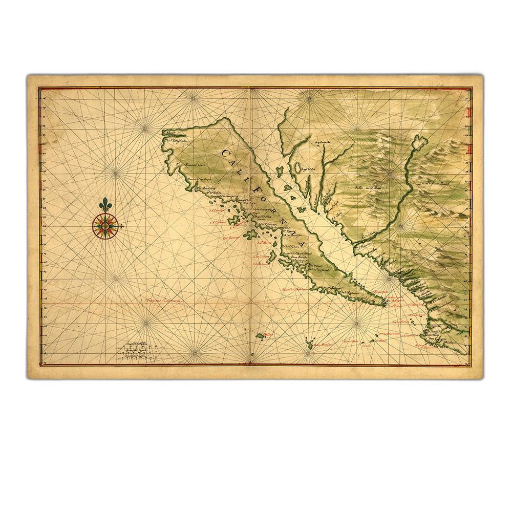 24" X 36" California As An Island C1650 Vintage Map Wall Art-391937-1