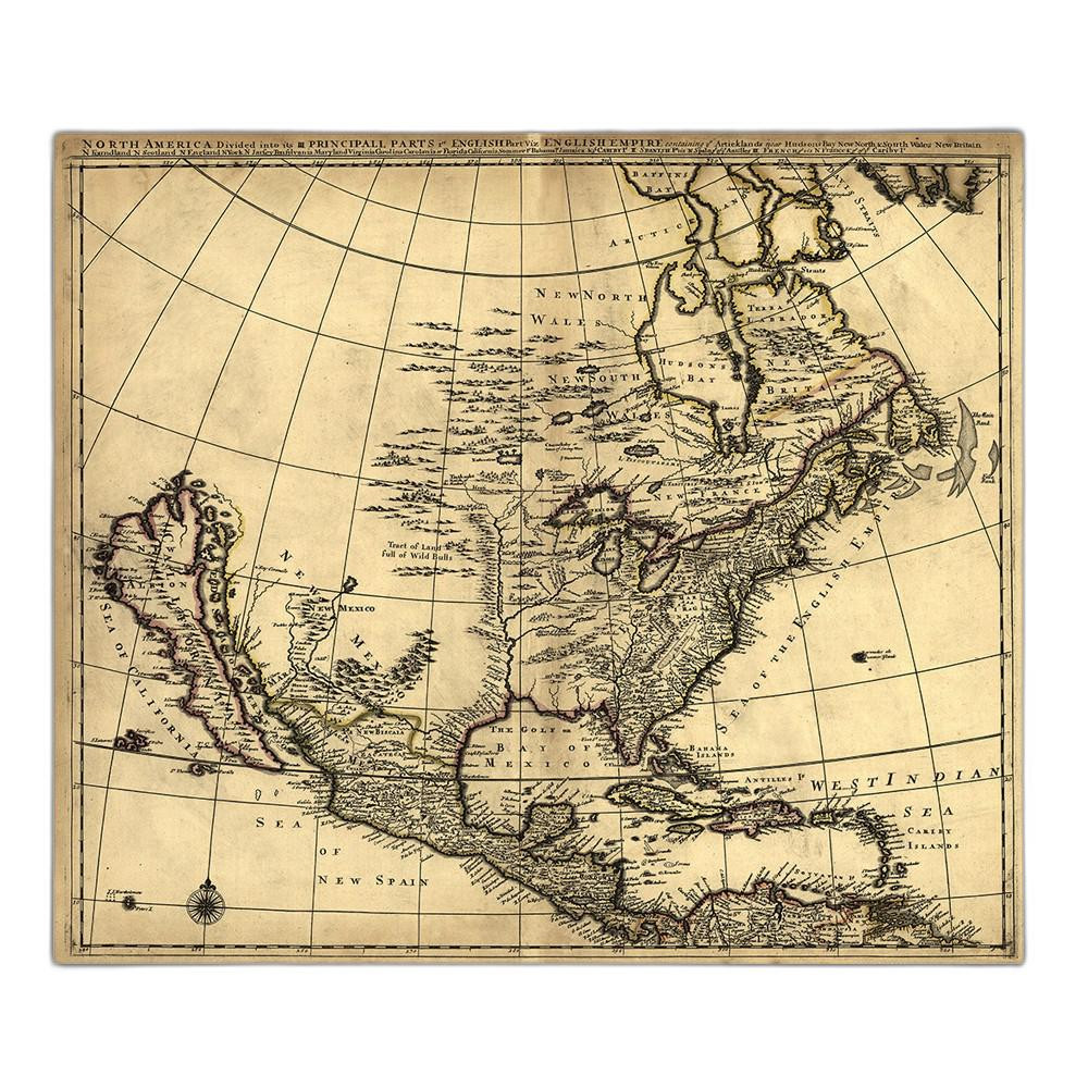 24" X 28" Map Of North America C1685 Vintage  Poster Wall Art-391940-1
