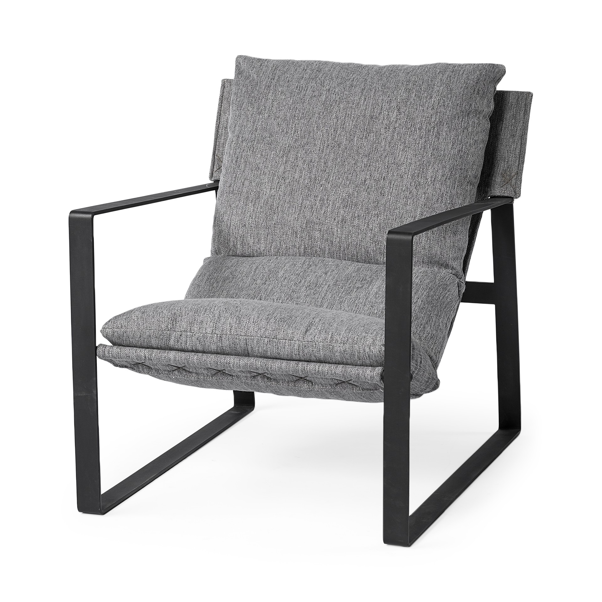 Stone Gray And Black Metal Sling Chair-392003-1