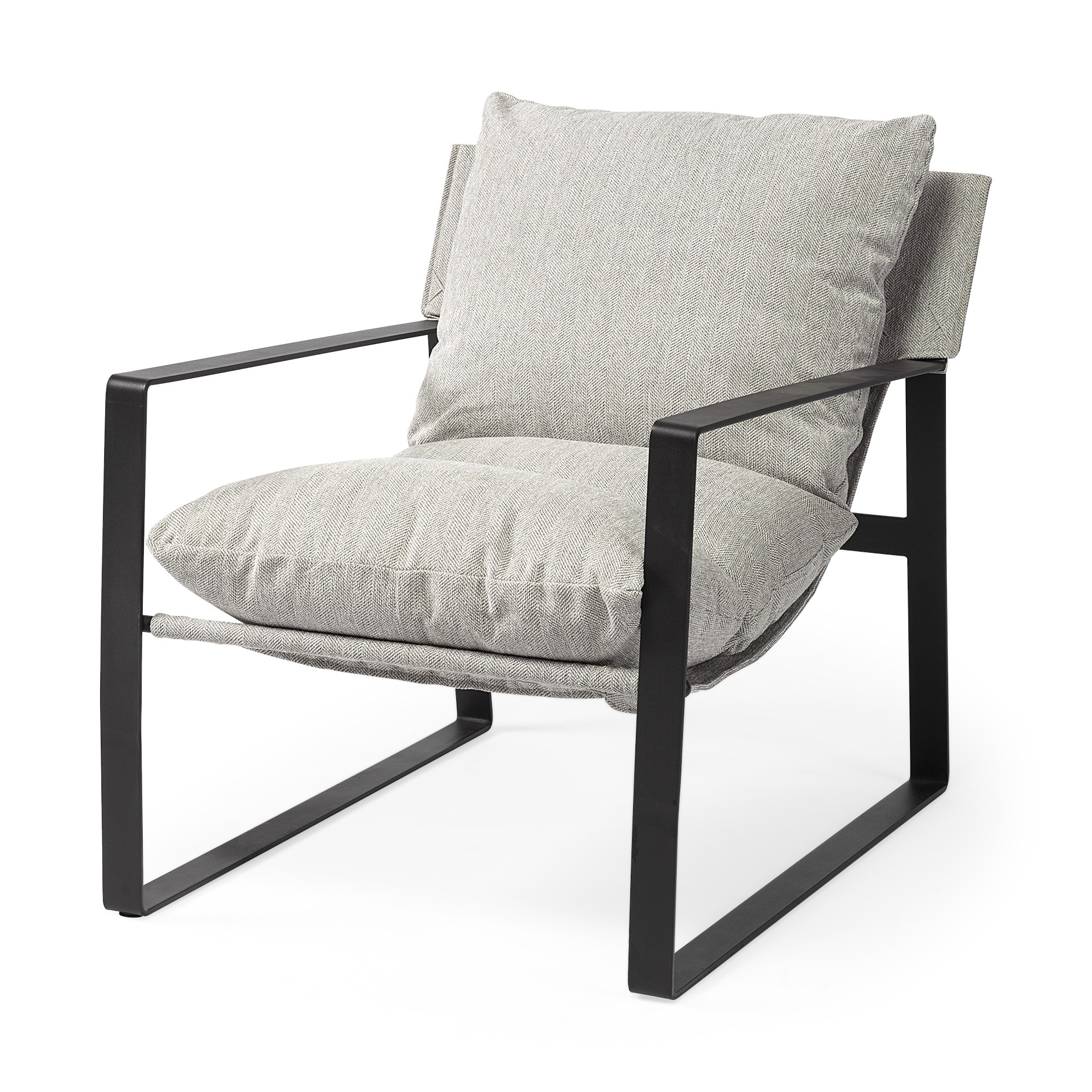 Ash Gray And Black Metal Sling Chair-392005-1