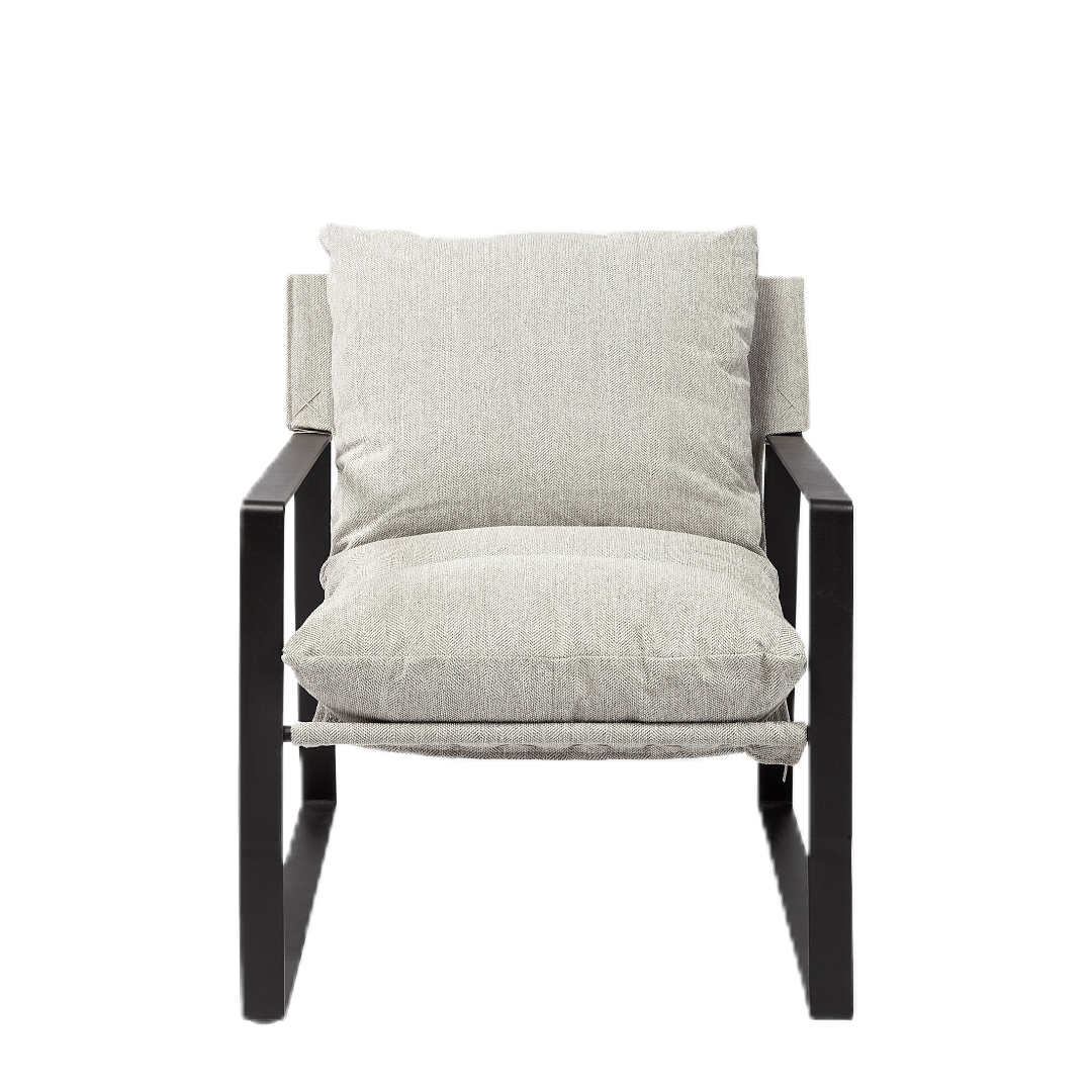 35" Gray and Black Fabric Lounge Chair-392005-1