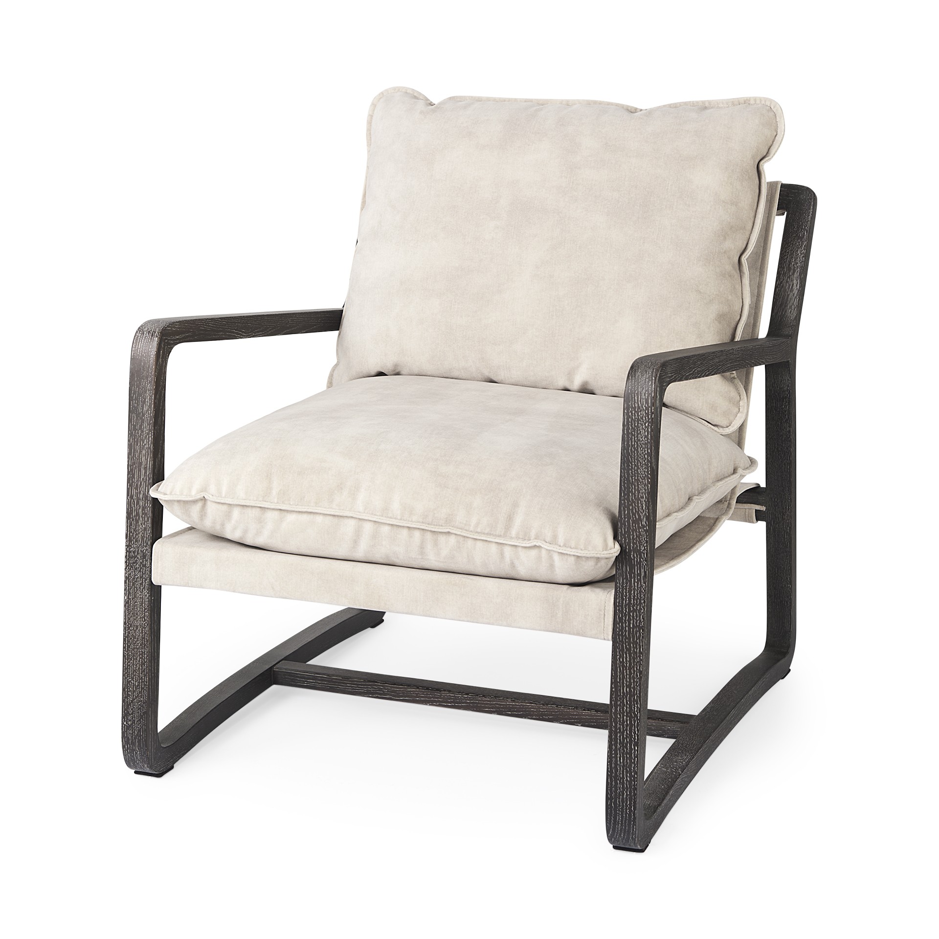 Modern Rustic Cozy Black And Cream Accent Chair-392007-1
