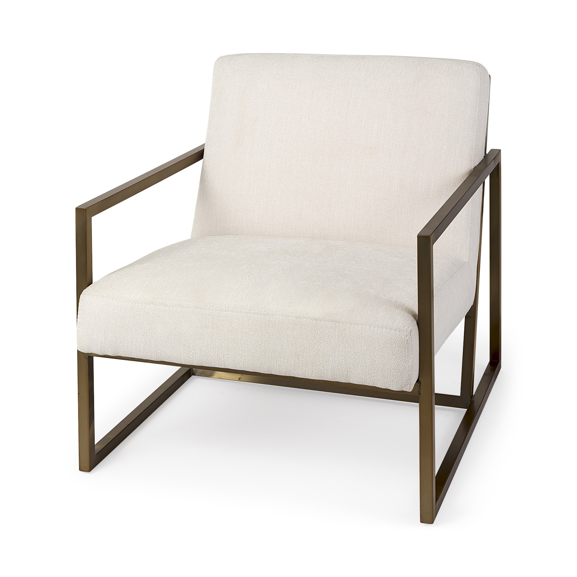 33" Cream and Brown Fabric Wingback Chair-392013-1