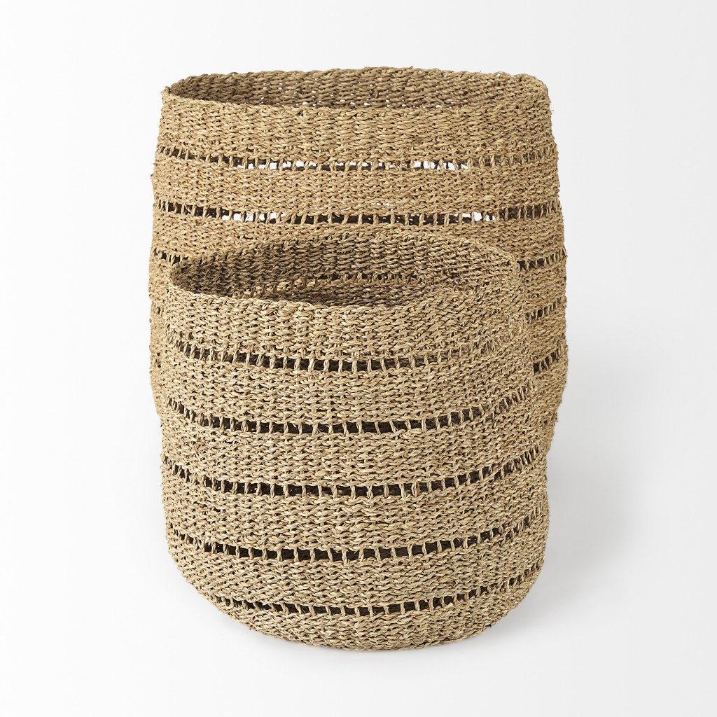 Set of Two Woven Wicker Storage Baskets