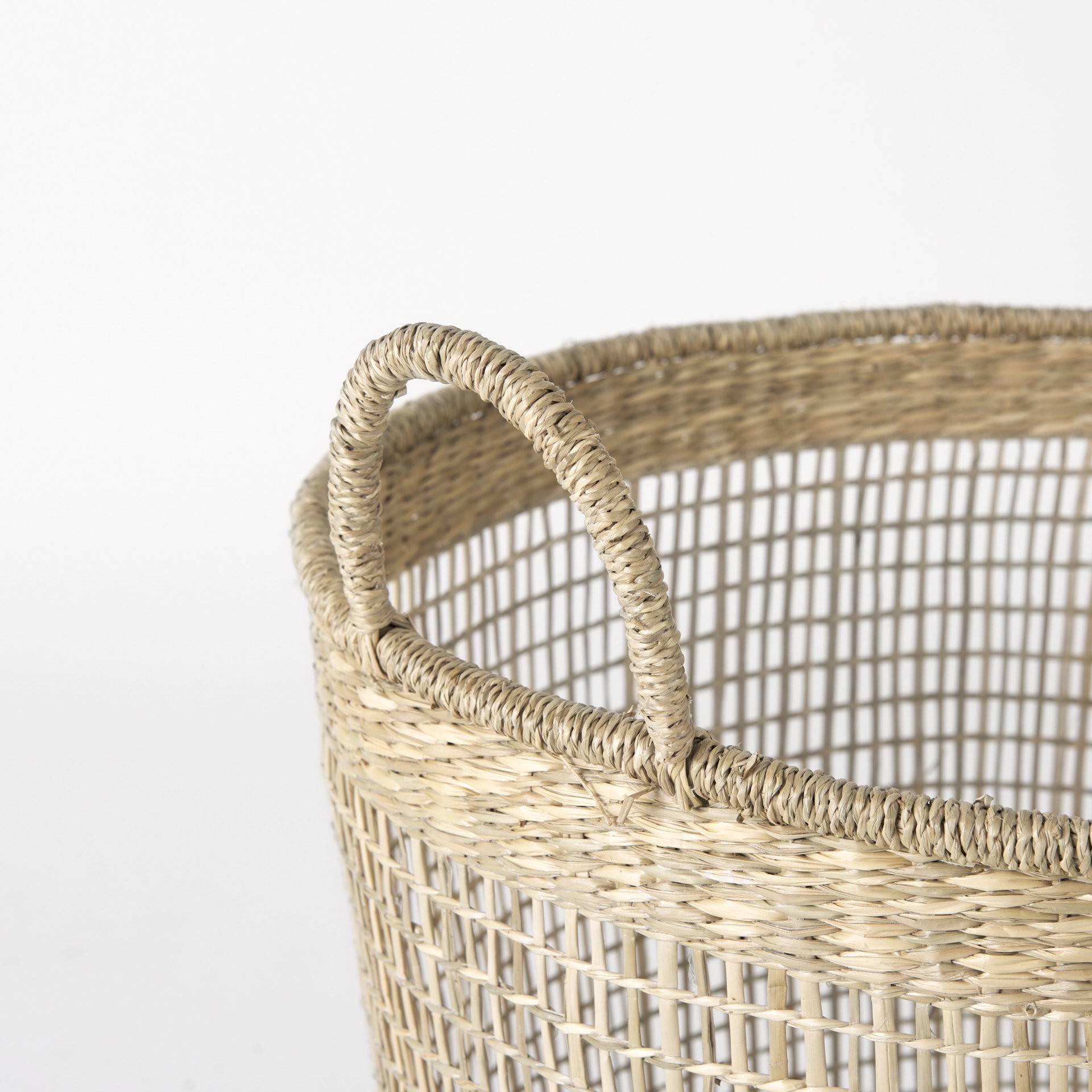 Set of Three Round Wicker Storage Baskets