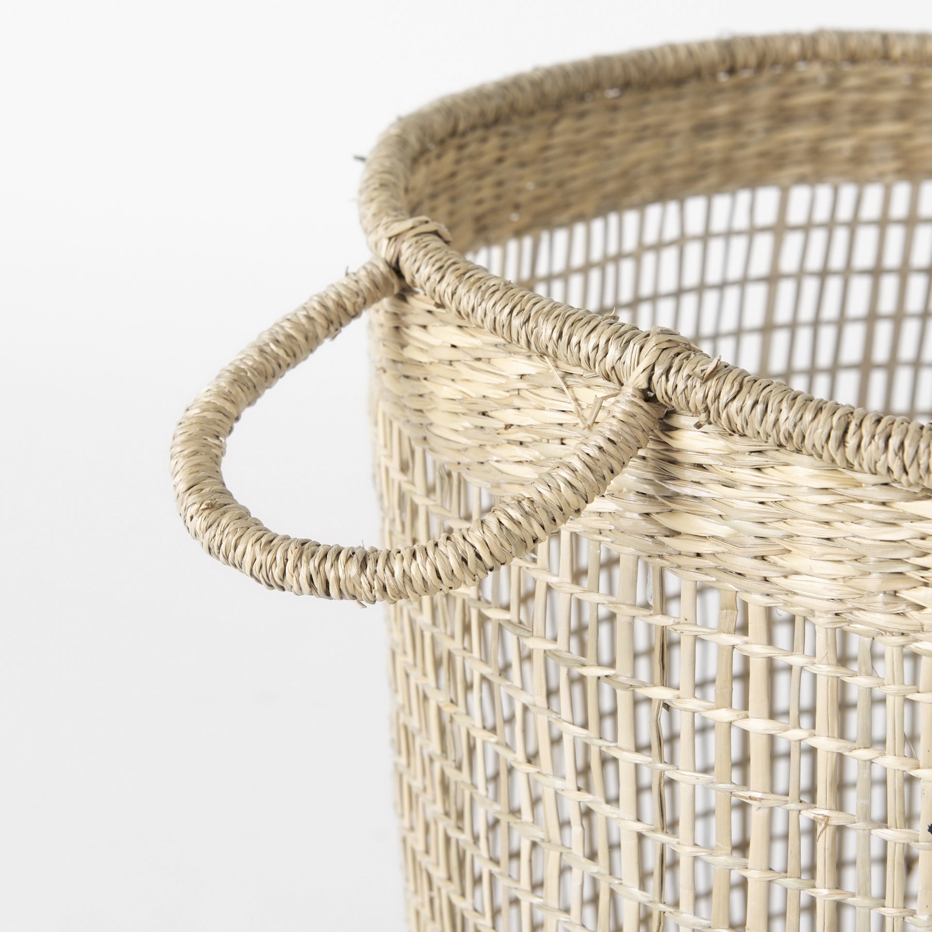 Set of Three Round Wicker Storage Baskets