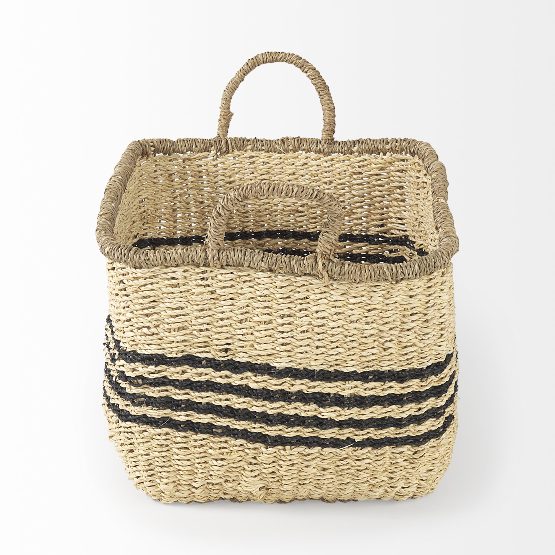 Set of Two Striped Wicker Storage Baskets