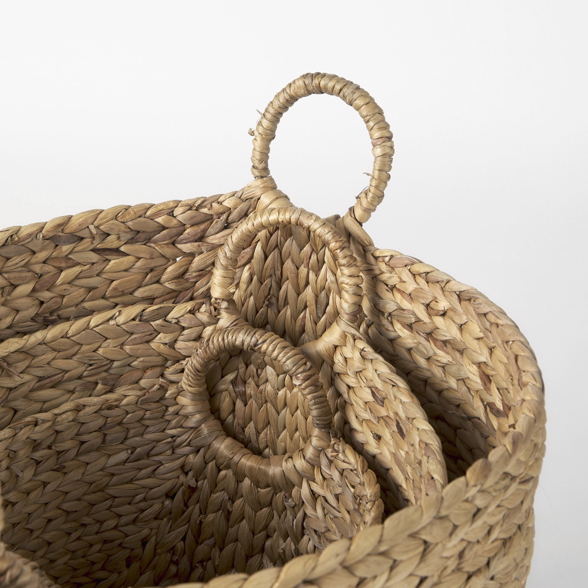 Set of Three Braided Wicker Storage Baskets