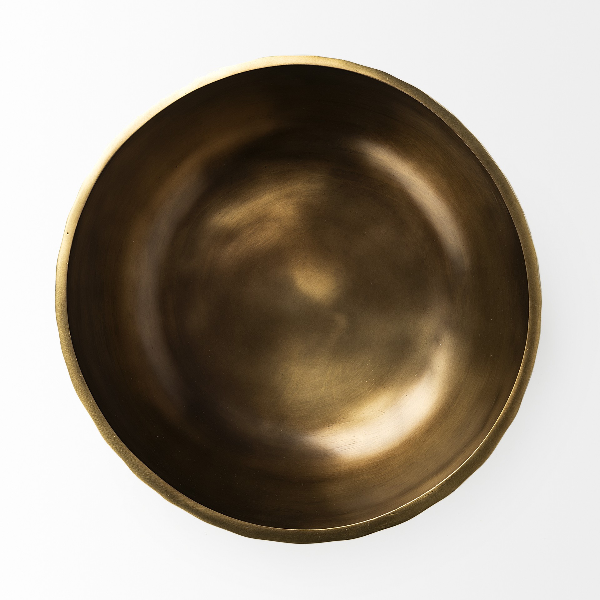 Antiqued Gold Hammered Artisan Low Bowl