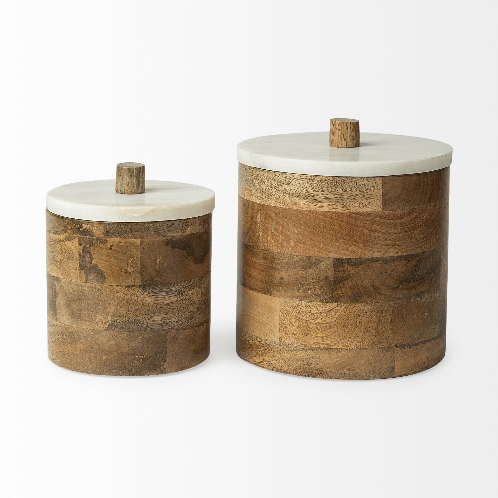 Petite Brown Wooden Round Storage Box