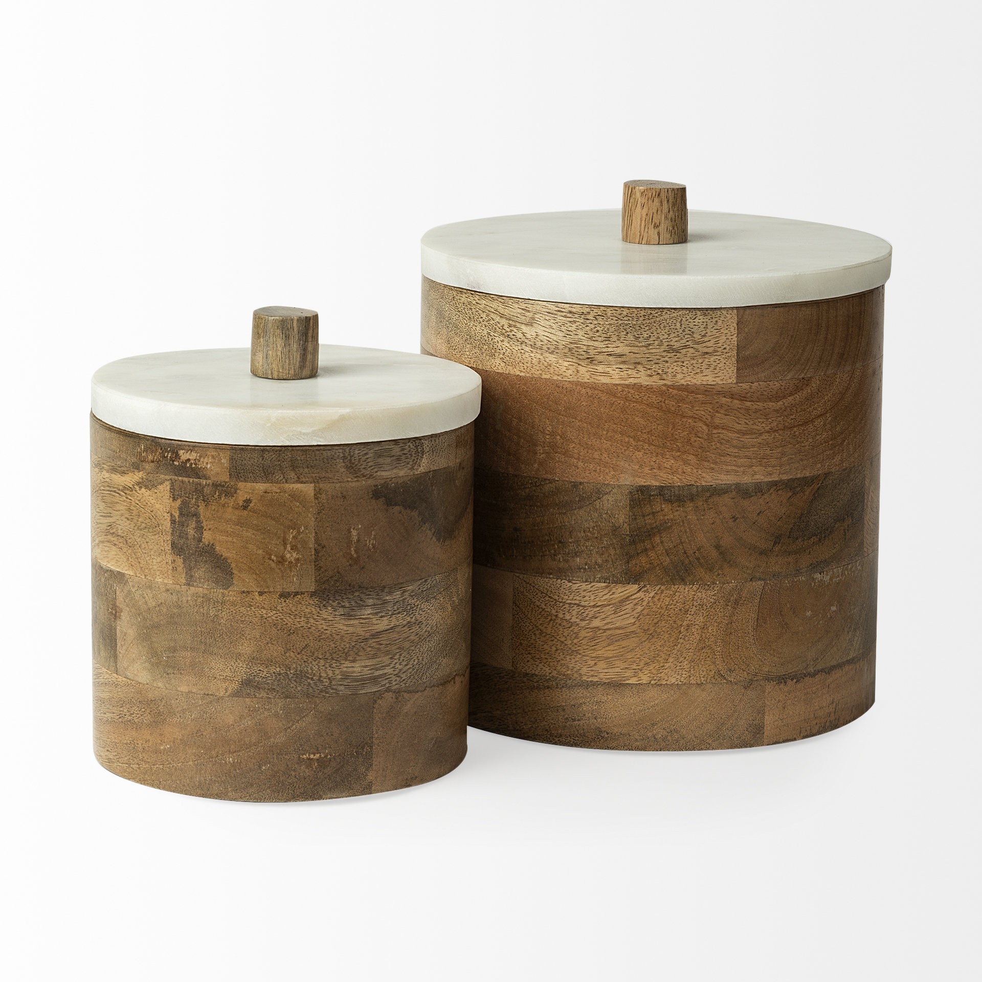 Petite Brown Wooden Round Storage Box