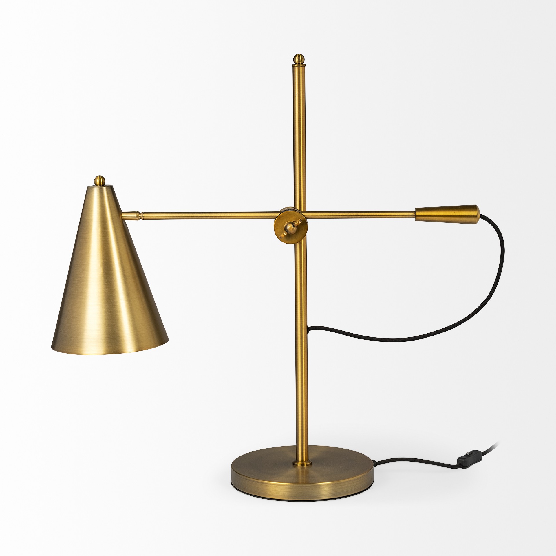 Sleek Golden Cone Adjustable Table or Desk Lamp