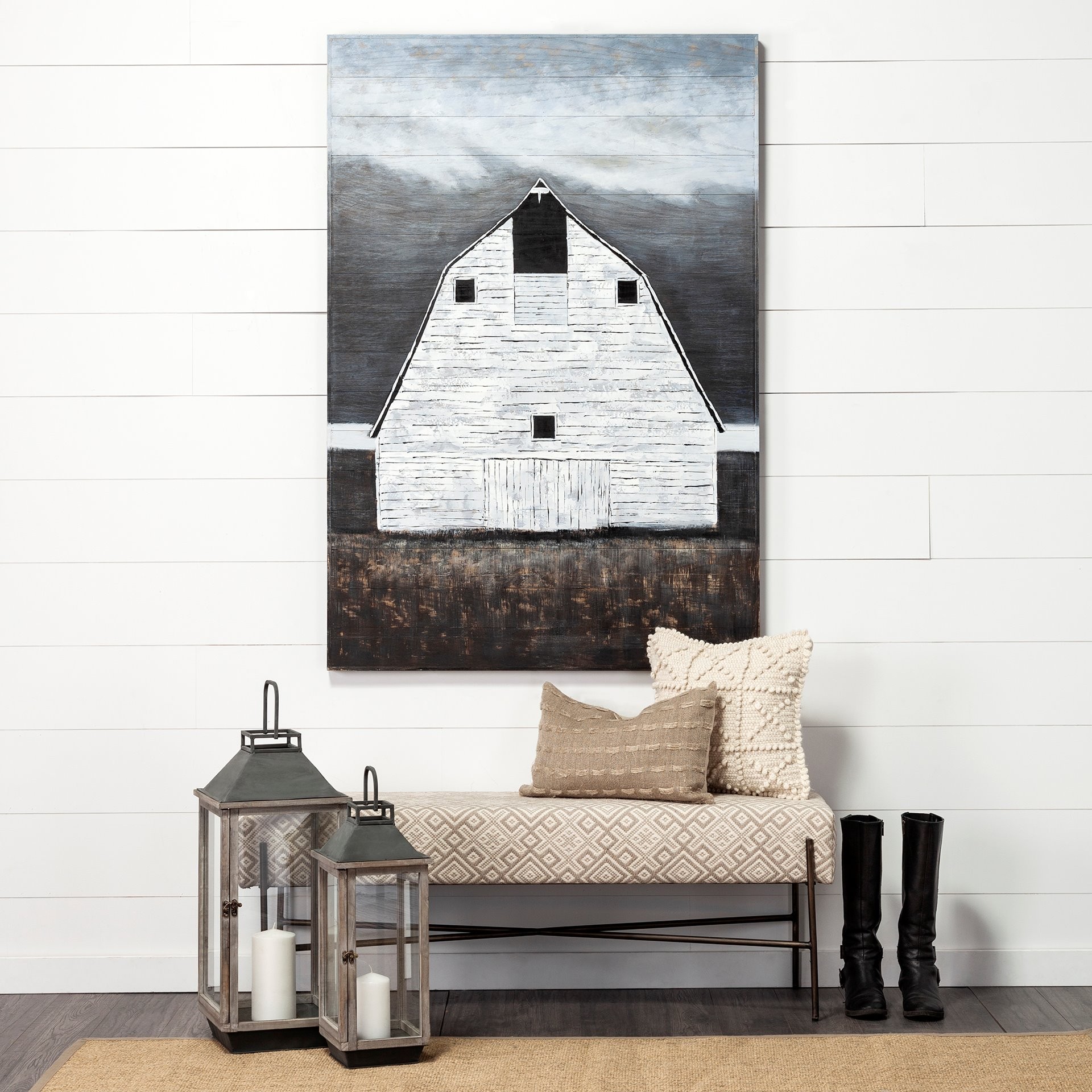 Off White Embossed Details Pillow Cover