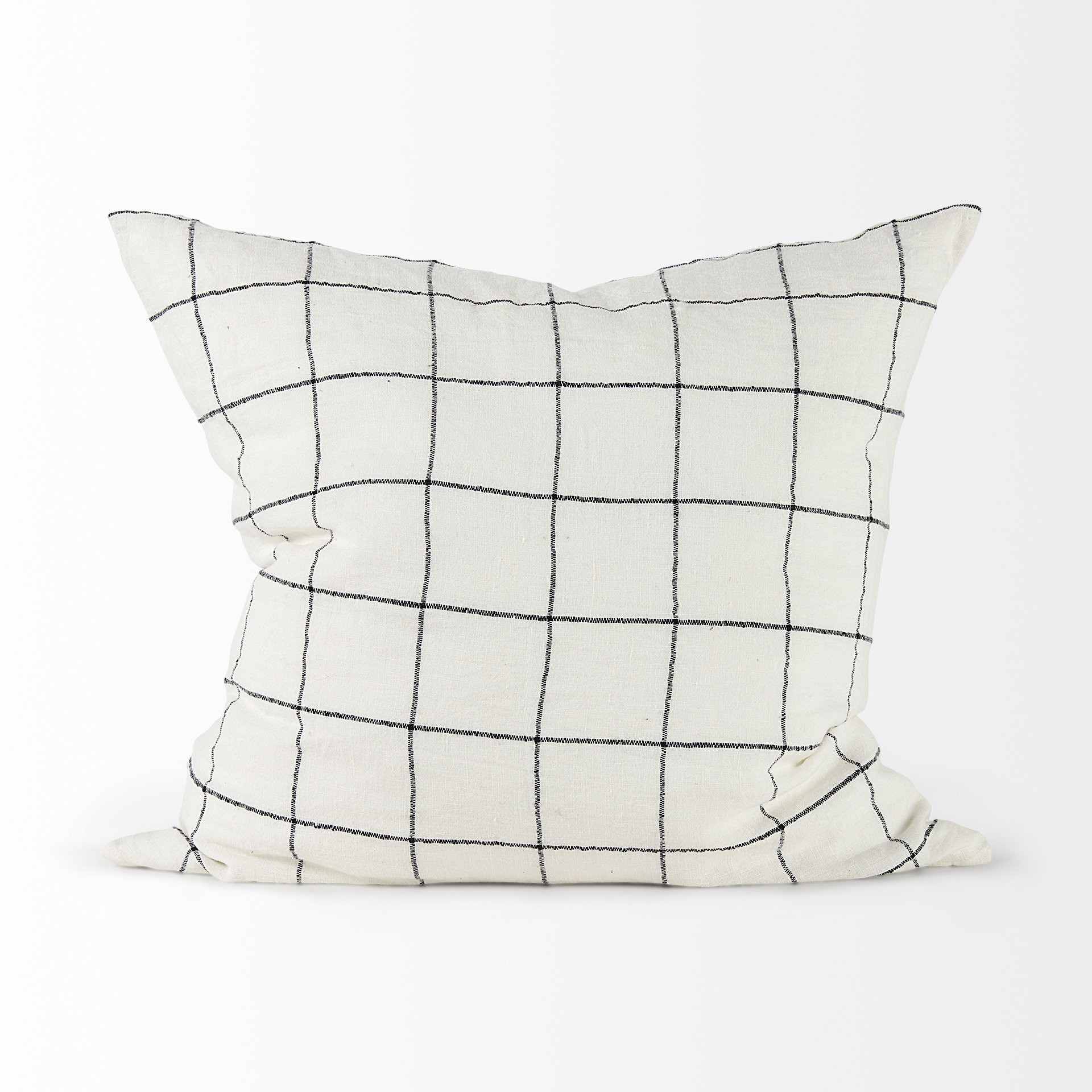 White and Black Grid Square Accent Pillow Cover