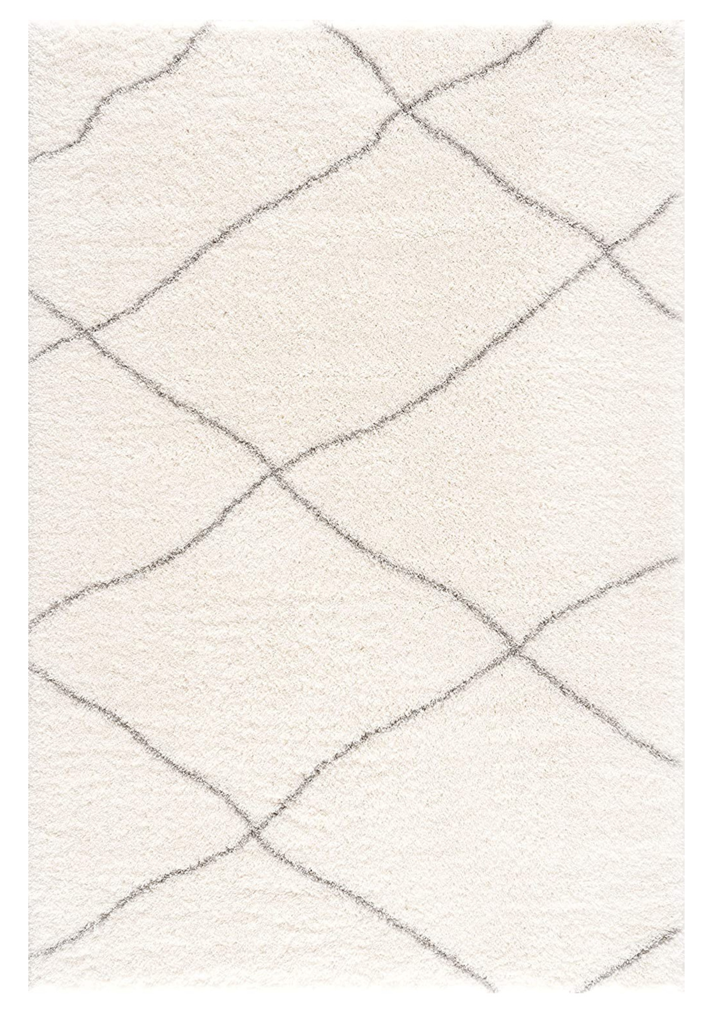 3" X 5" Ivory Modern Uneven Lattice Area Rug