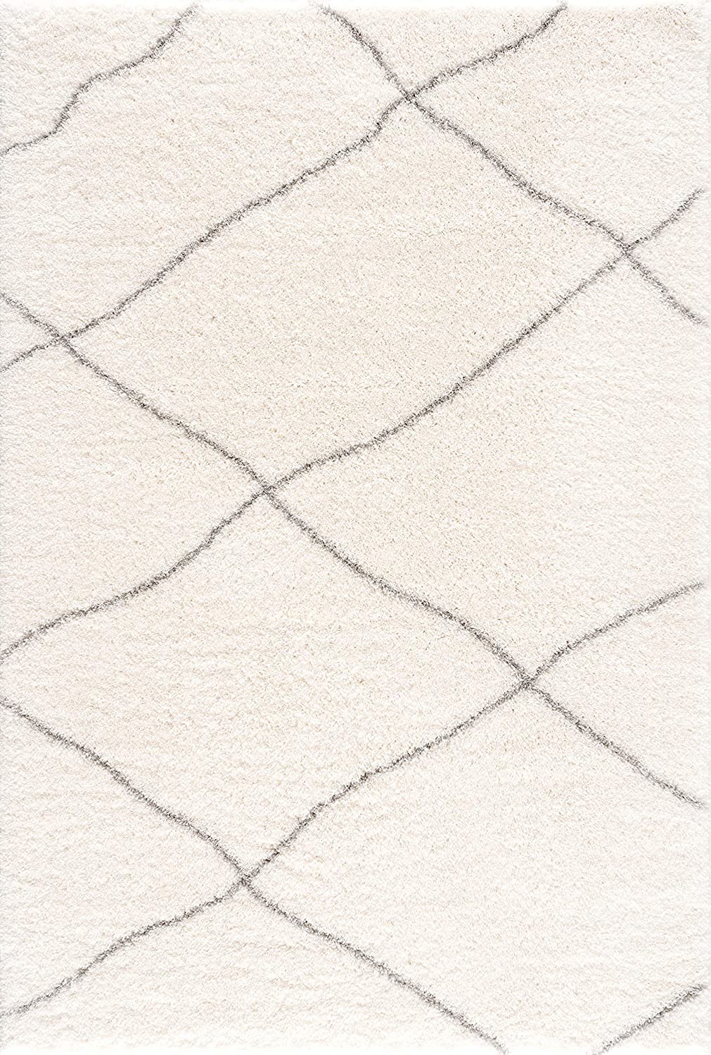 5" X 8" Ivory Modern Uneven Lattice Area Rug