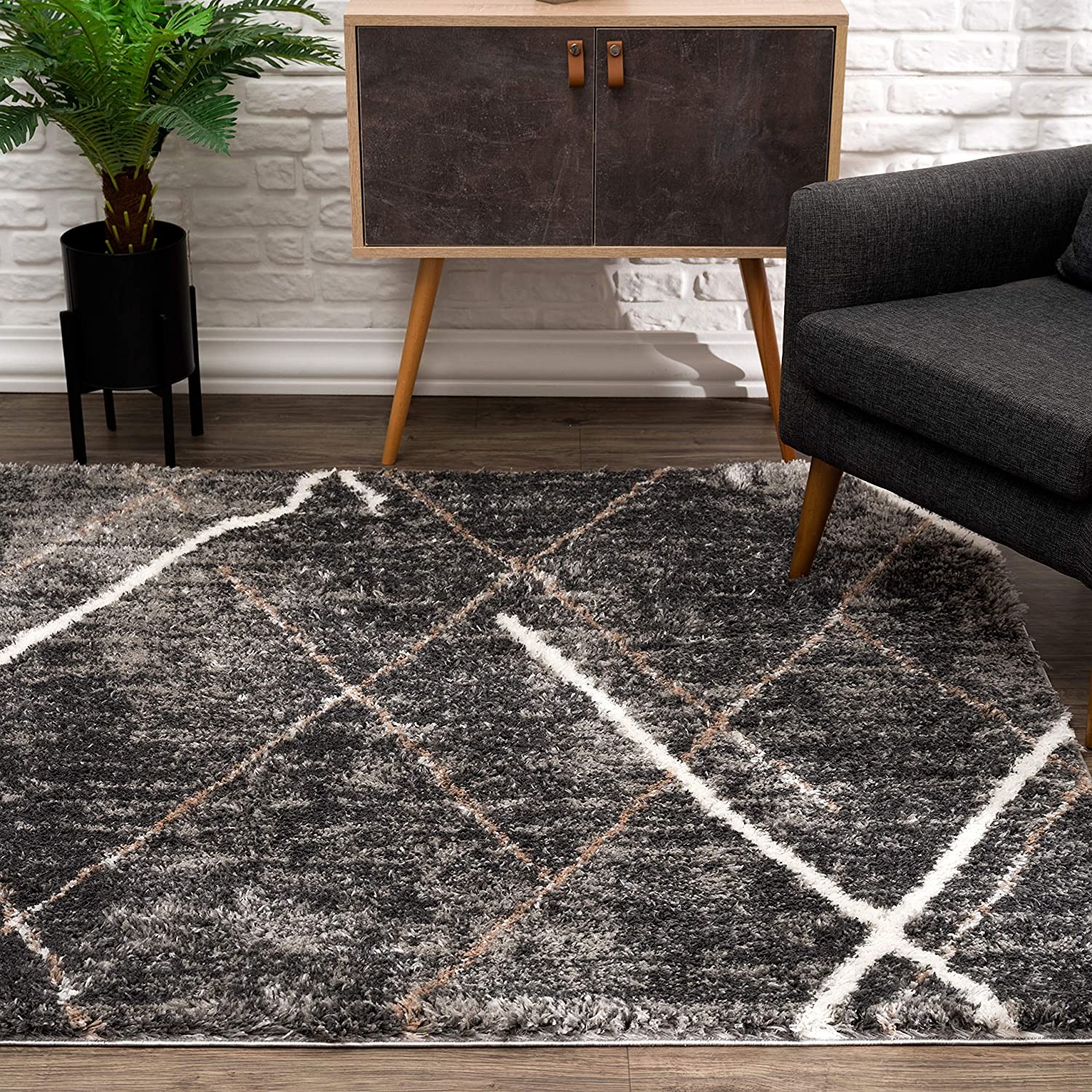 3" X 5" Gray Modern Distressed Lines Area Rug