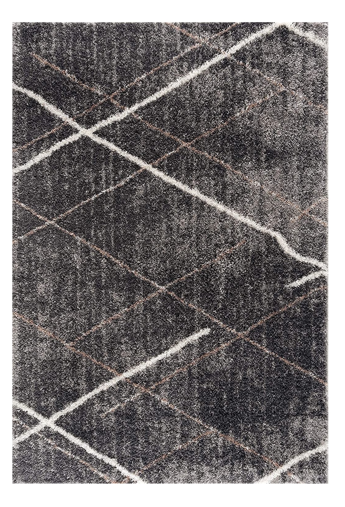 3" X 5" Gray Modern Distressed Lines Area Rug
