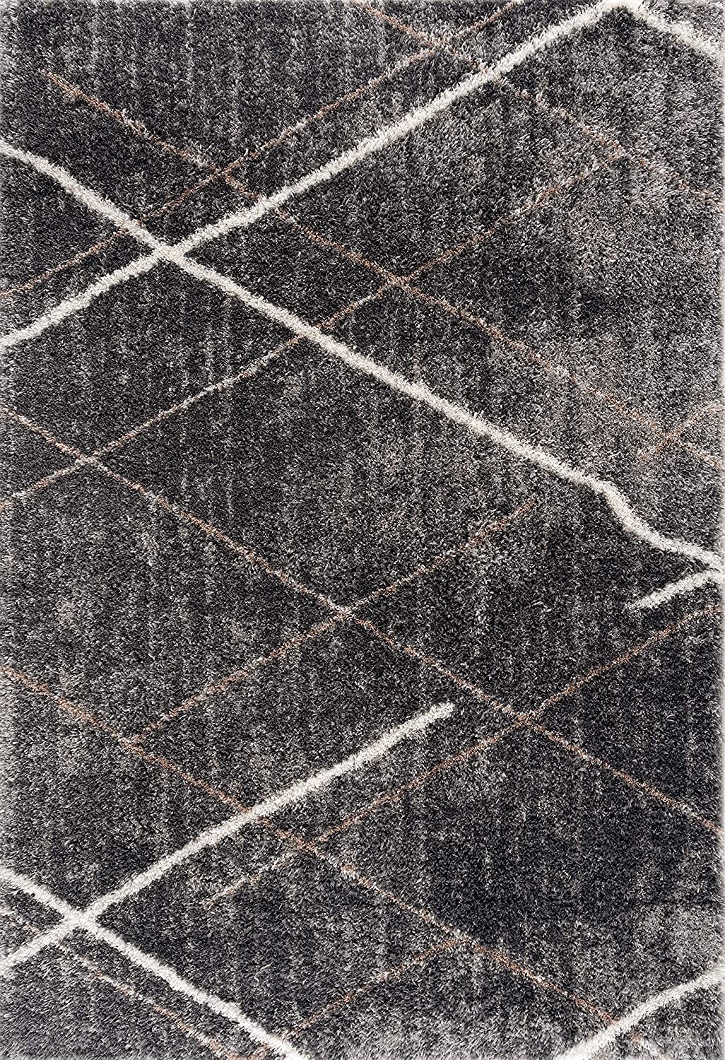 7" X 9" Gray Modern Distressed Lines Area Rug